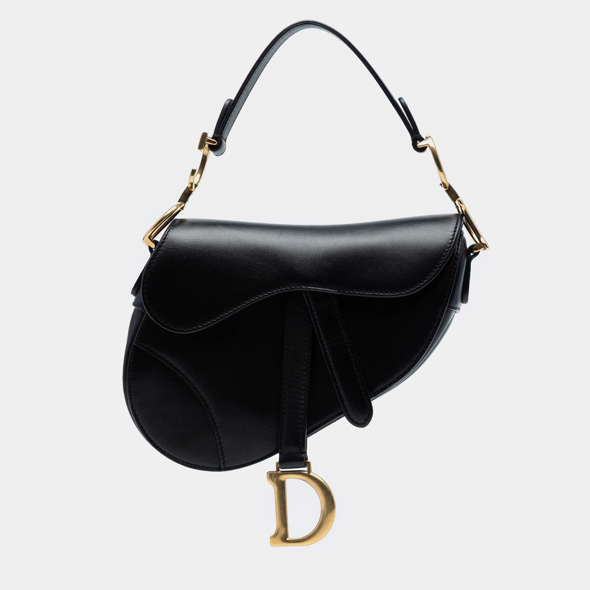 Pre Owned Dior Black Mini Smooth Calfskin Saddle Bag