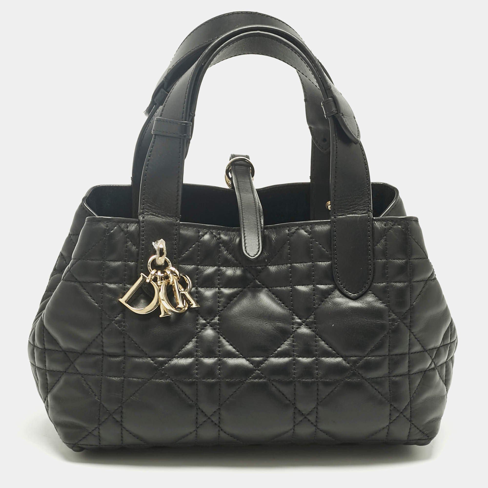 Pre Owned Dior Black Cannage Leather Small Toujours Tote