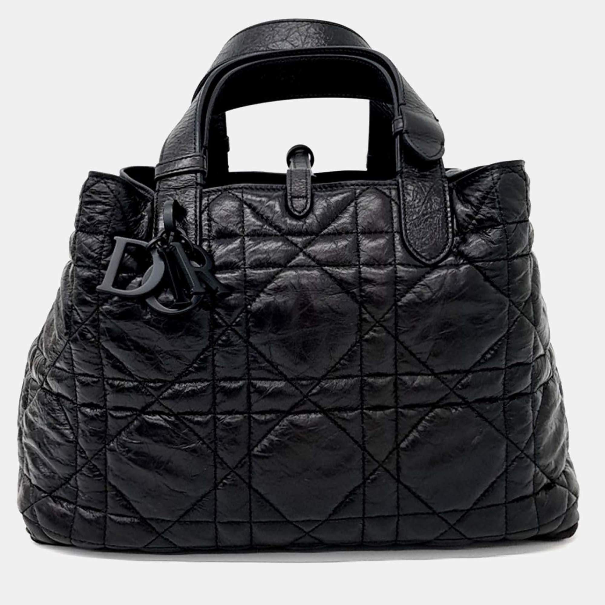 Pre Owned Dior Black Leather Toujours Medium