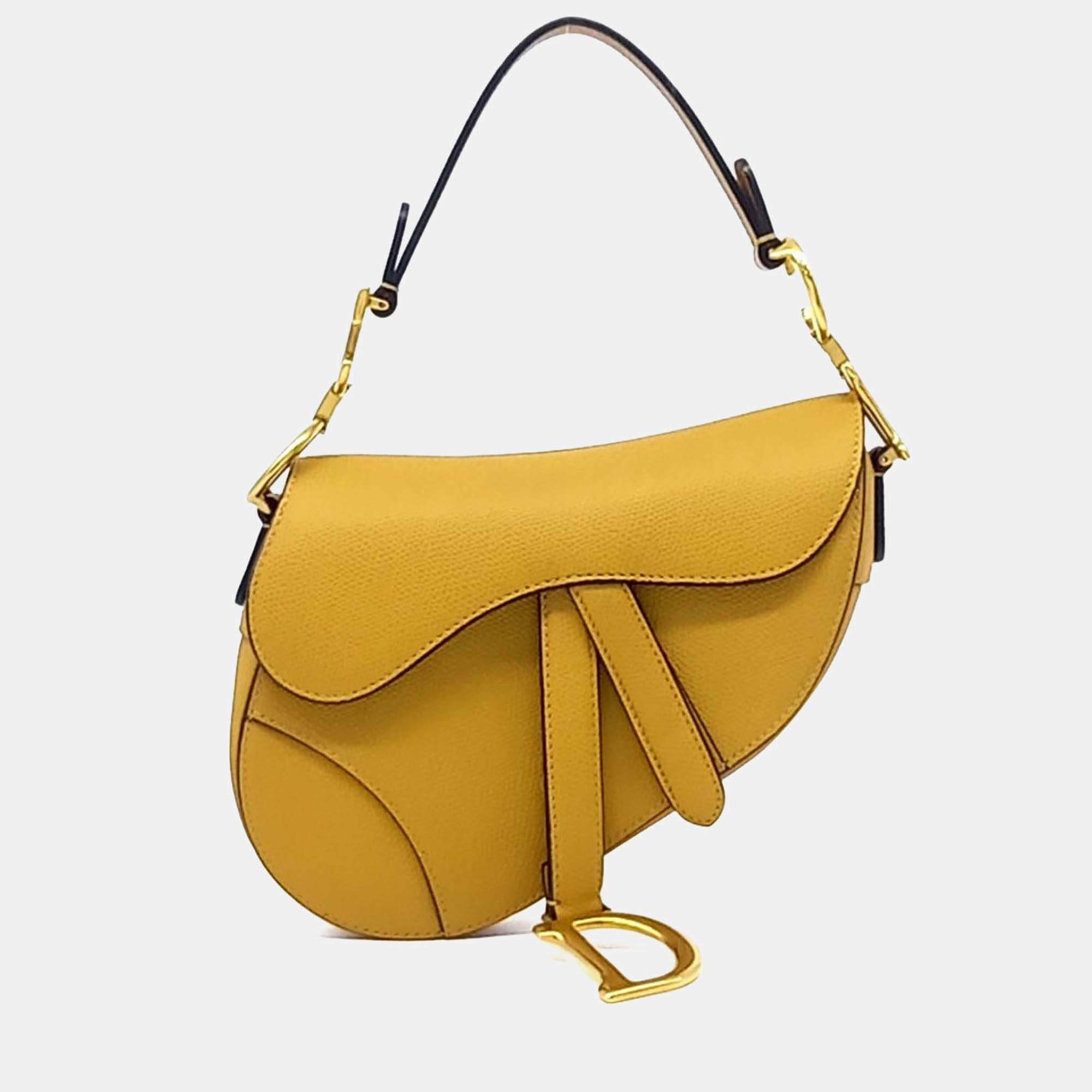 Pre Owned Dior Brown Leather Mini Saddle Bag