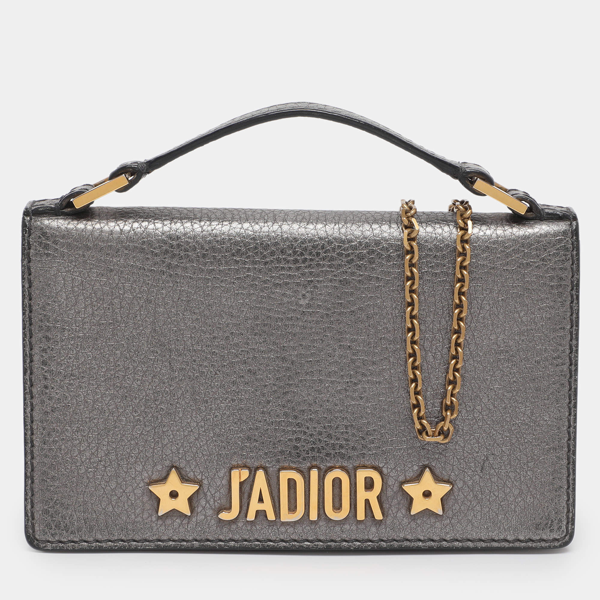 مملوكة مسبقًا Dior Silver Leather J'adior Chain Clutch