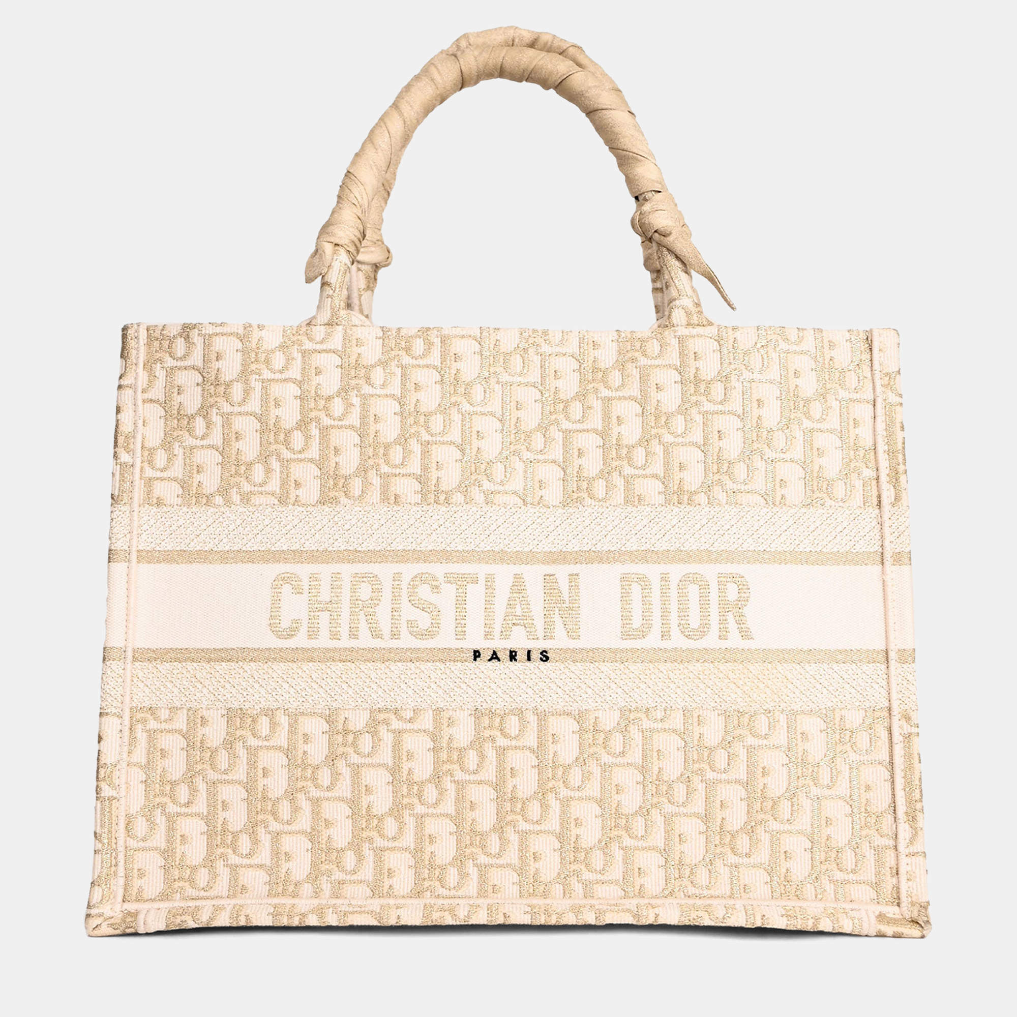 مملوكة مسبقًا Christian Dior 2023 Gold Monogram Medium Book Tote