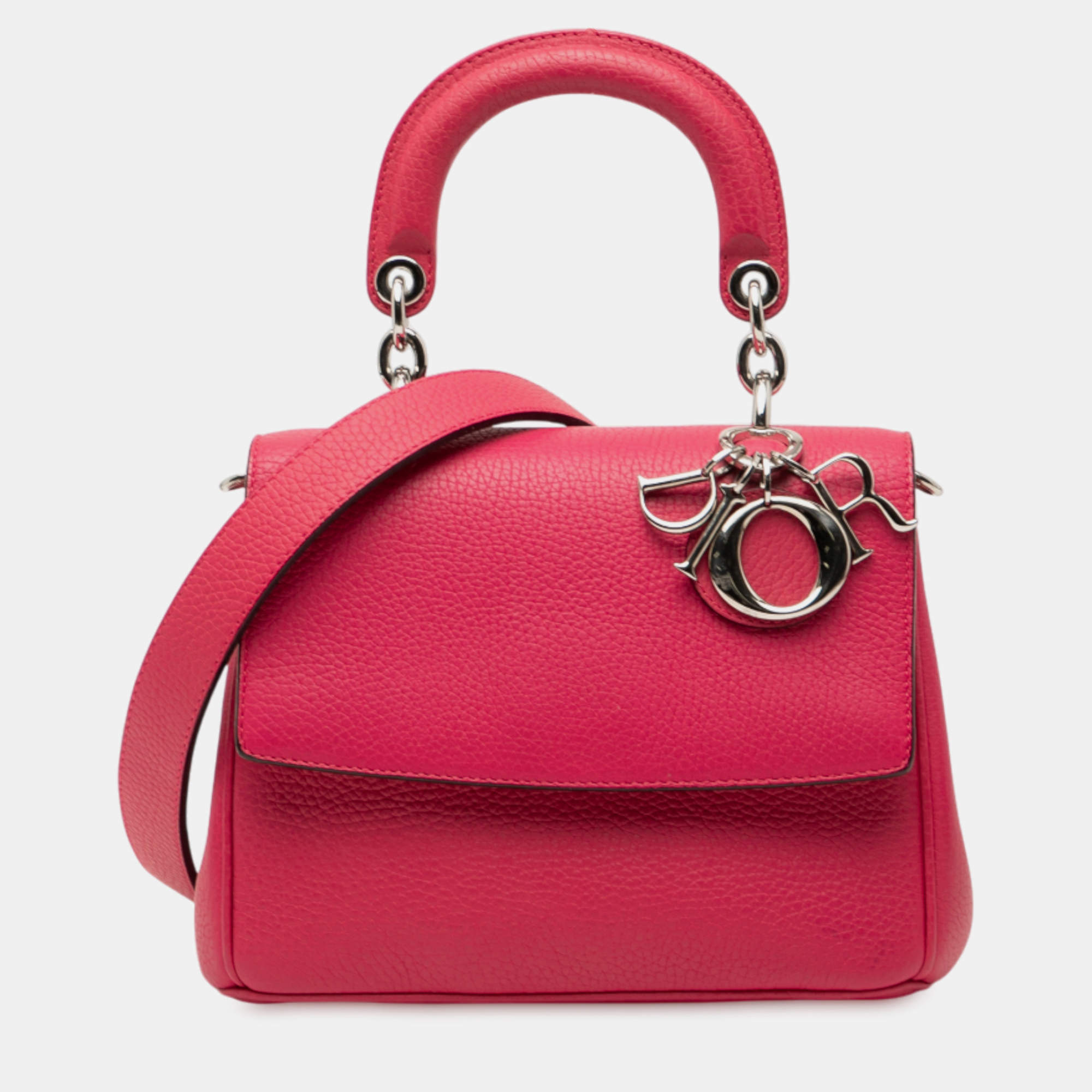 Pre Owned Dior Pink Mini Leather Be Dior Flap