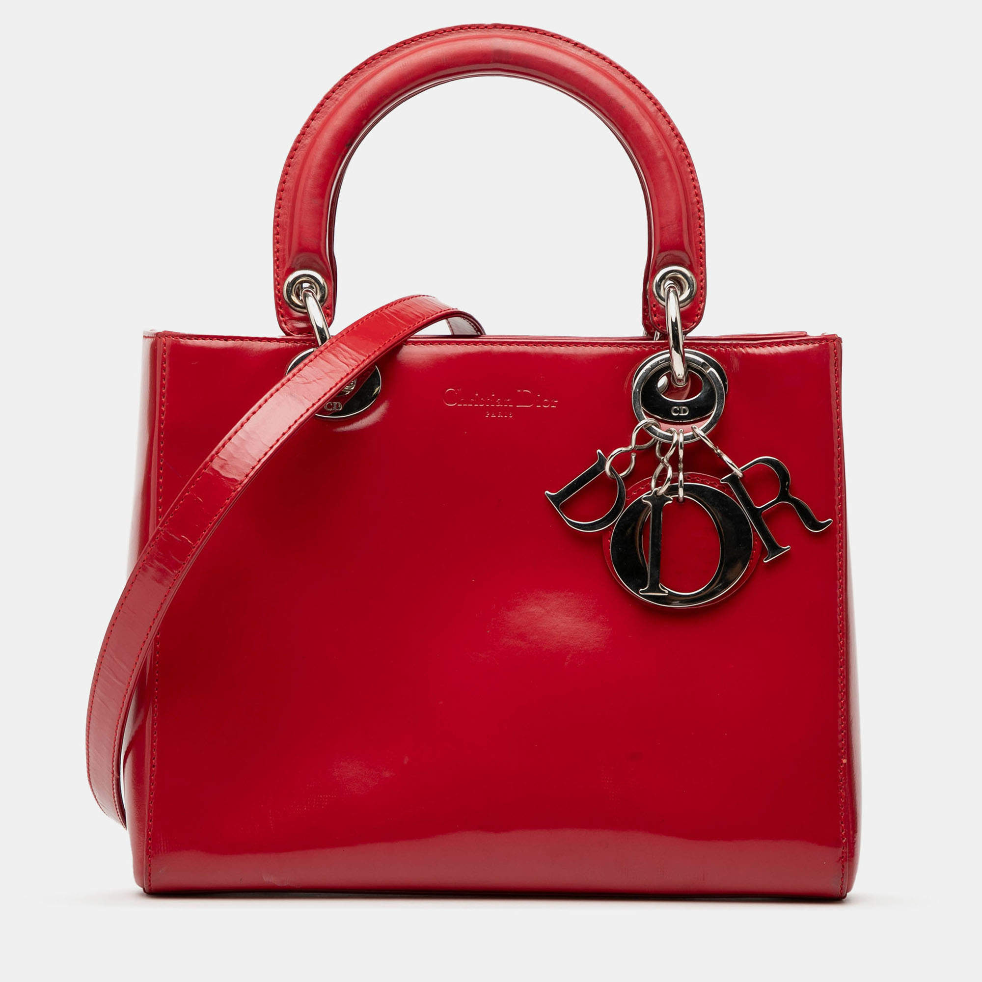 مملوكة مسبقًا Dior Red Medium Patent Lady Dior