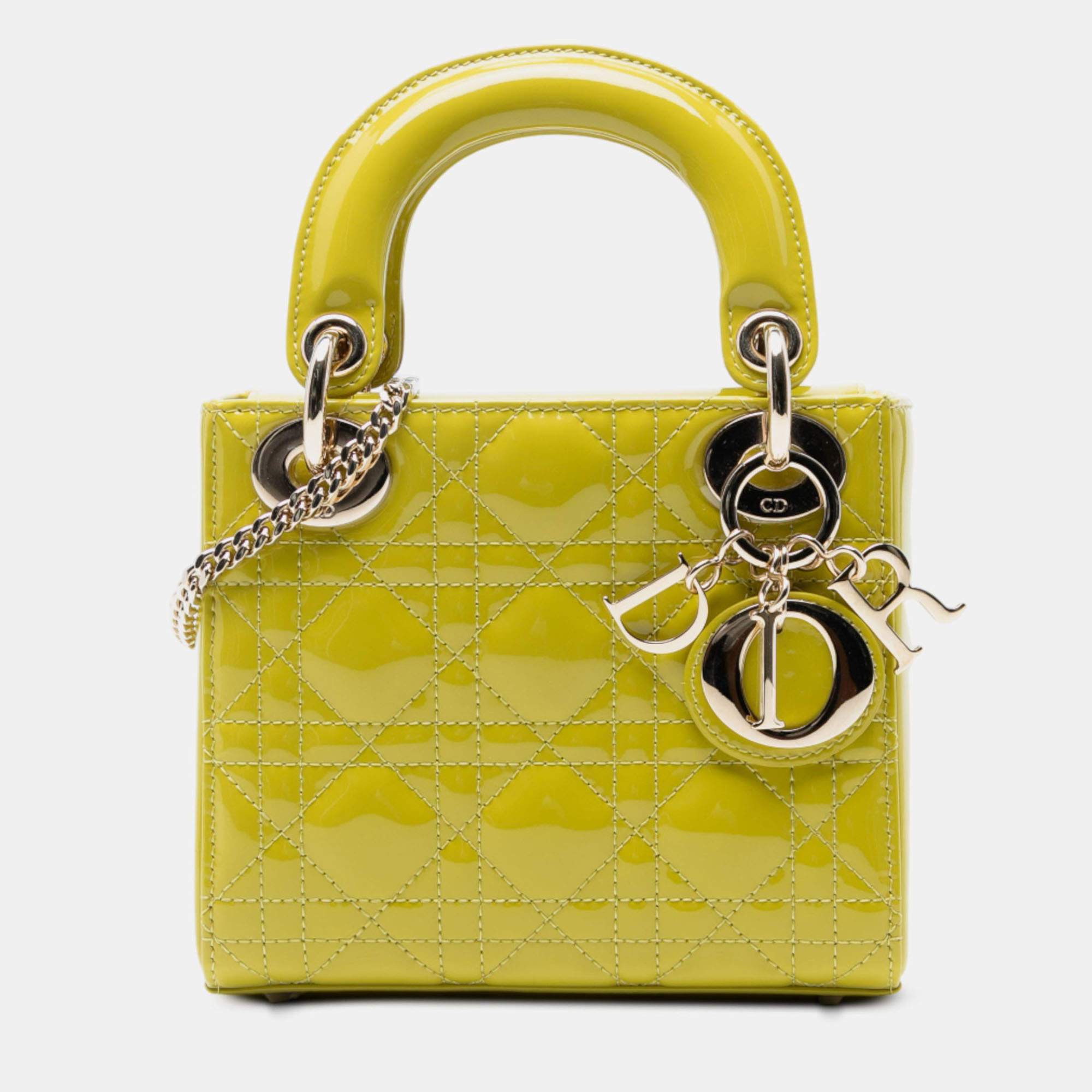 Pre Owned حقيبة ديور ليدي صغيرة أخضر جلد براءات الاختراع كاناج