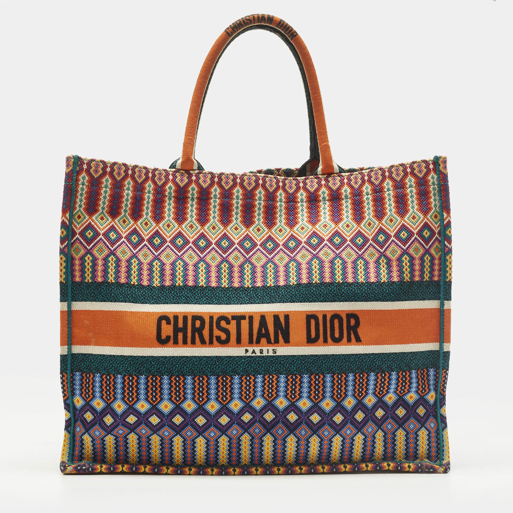 مملوكة مسبقًا Dior Book Large Multicolor Embroidered Canvas Tote
