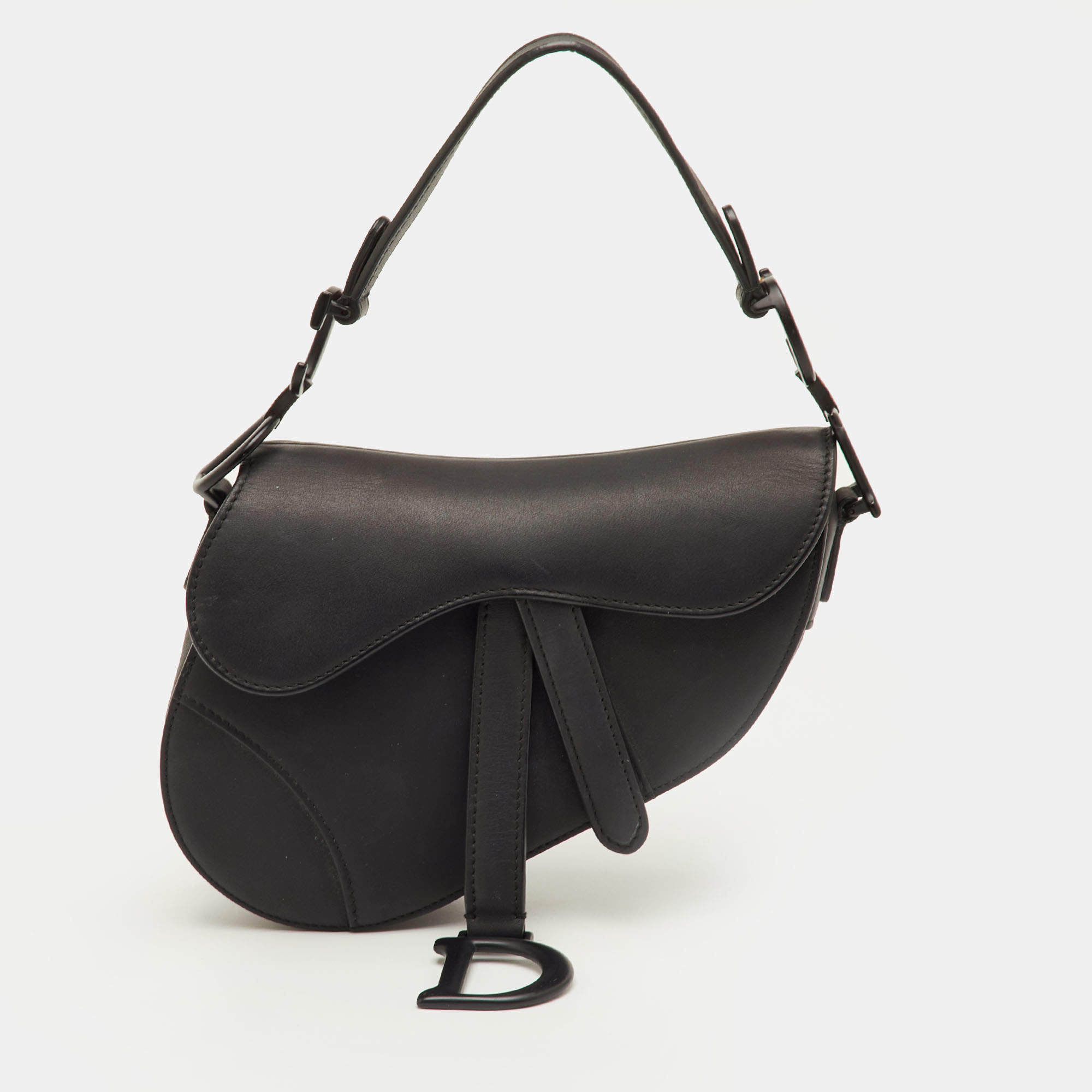 مملوكة مسبقًا Dior Saddle Mini Ultra-Matte Black Leather Bag
