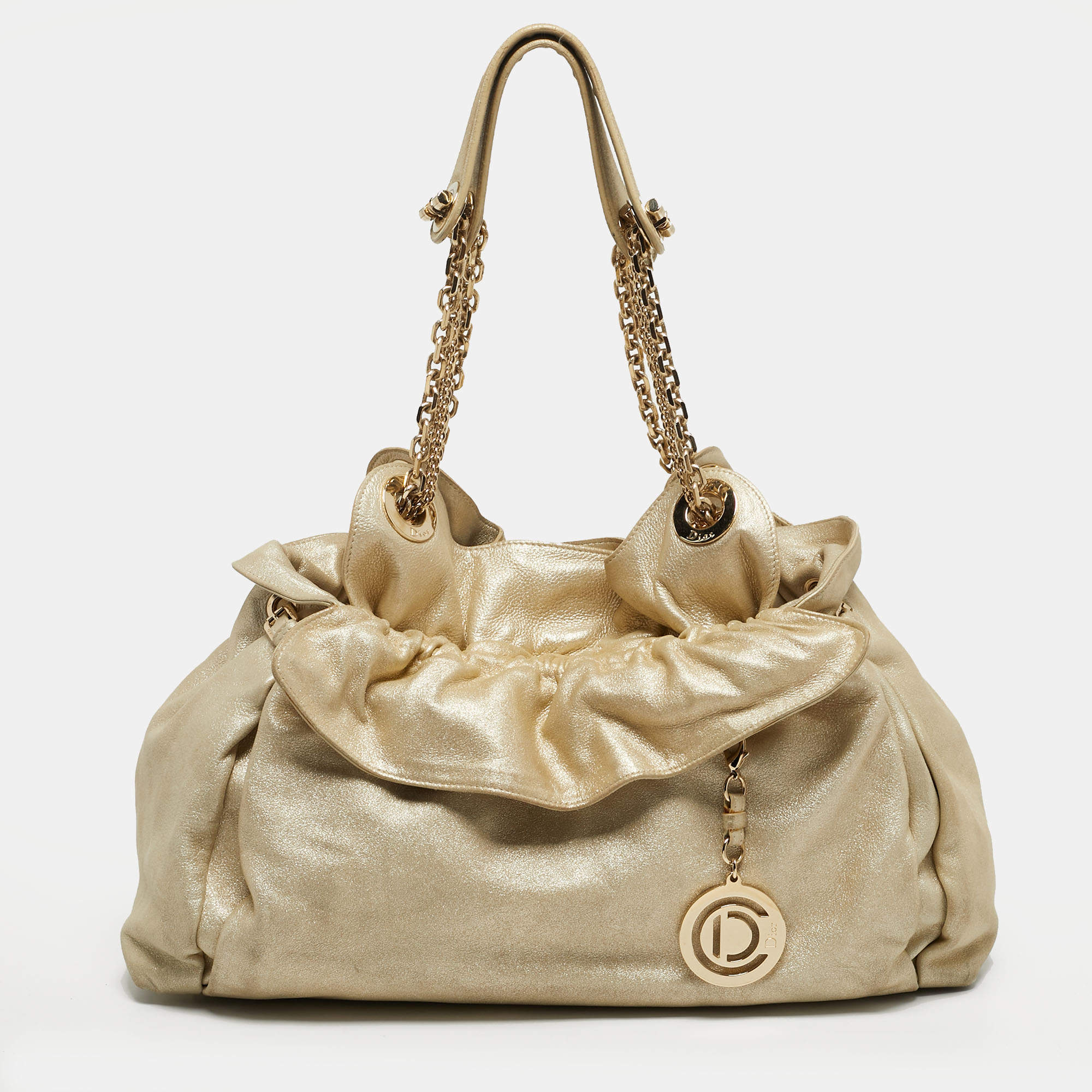 مملوكة مسبقًا Dior Le Trente Gold Shimmer Leather Shoulder Bag