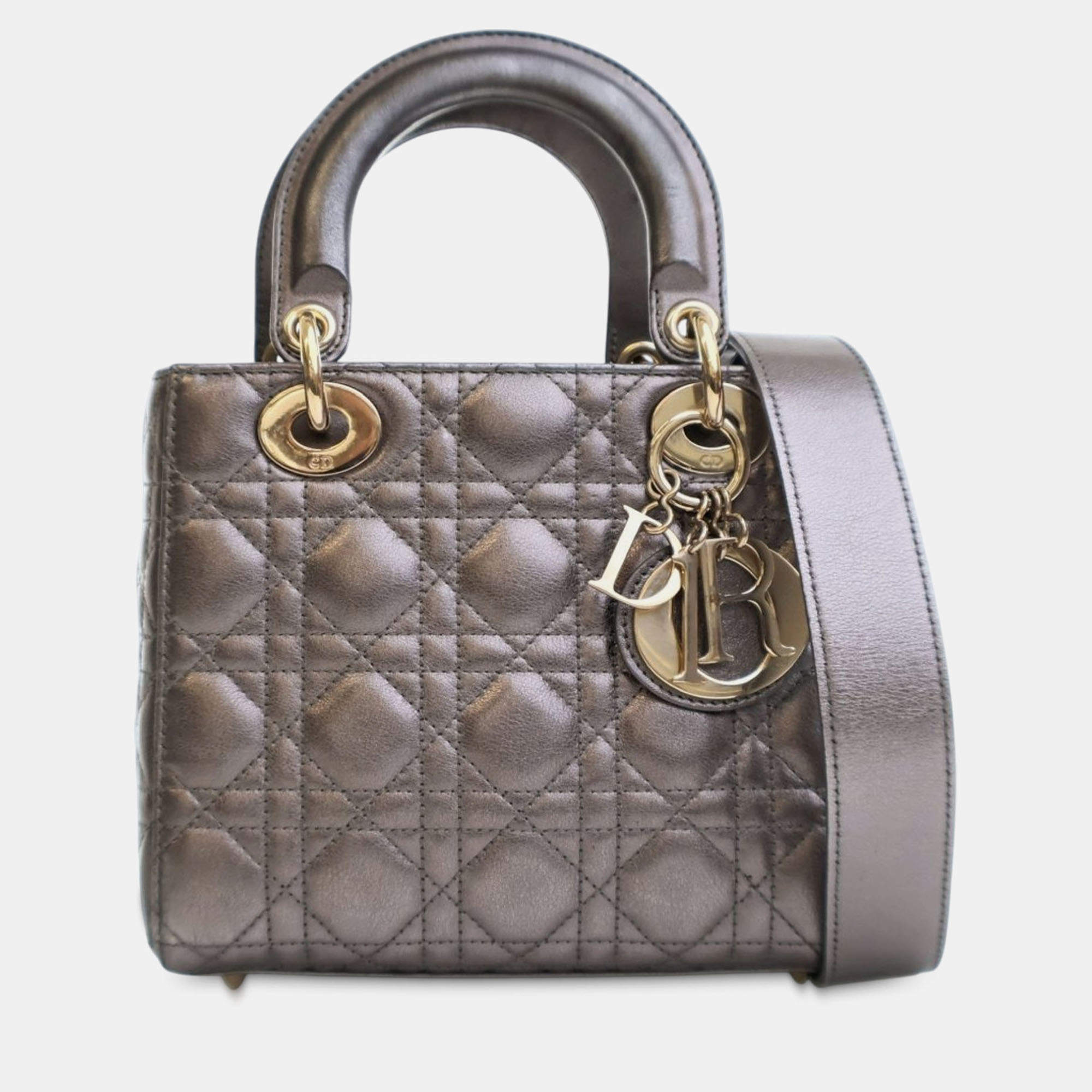 Pre Owned Dior Small Metallic Lambskin Cannage My ABCDior Lady Dior