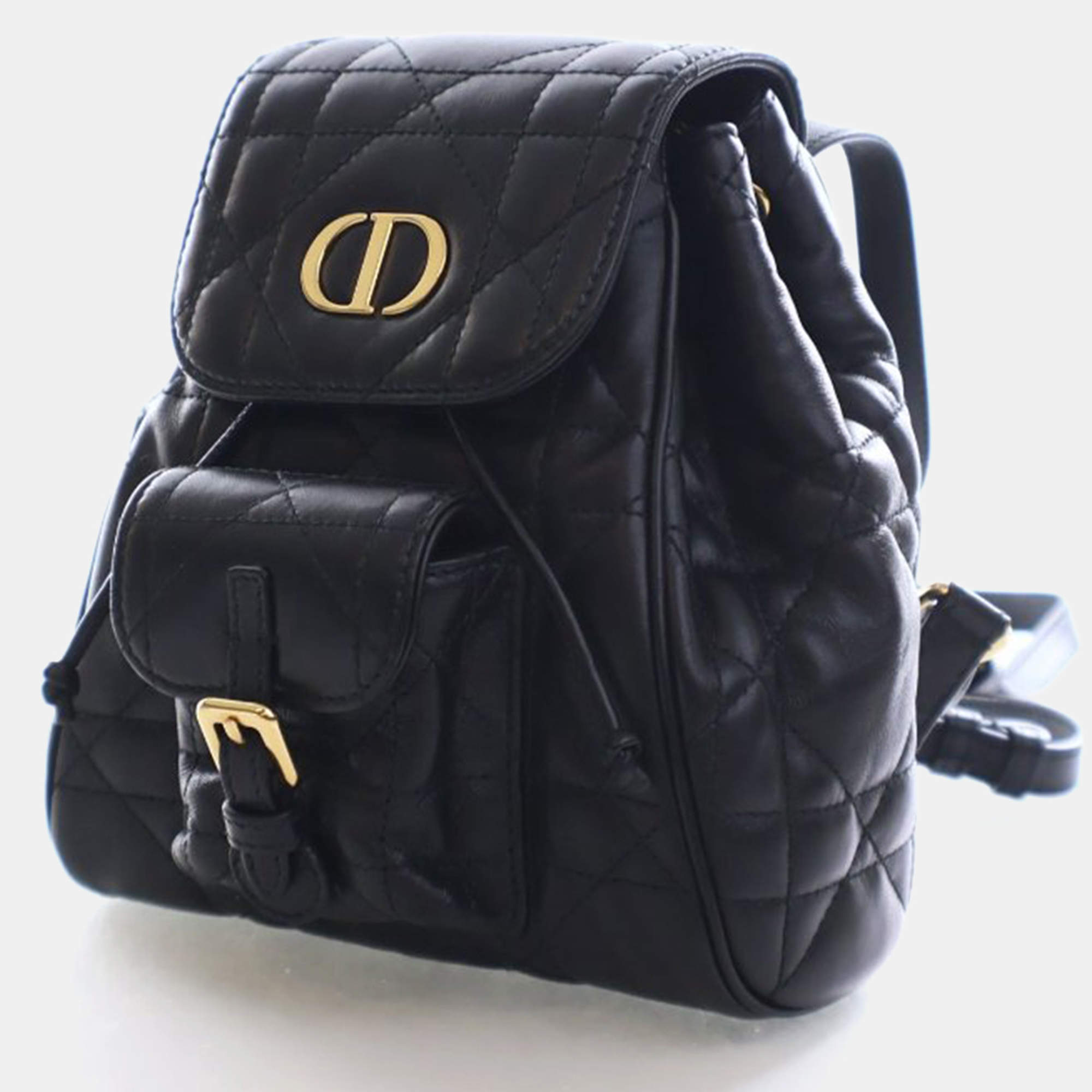 Dior Navy Blue Oblique Canvas and Leather Mini Saddle Backpack