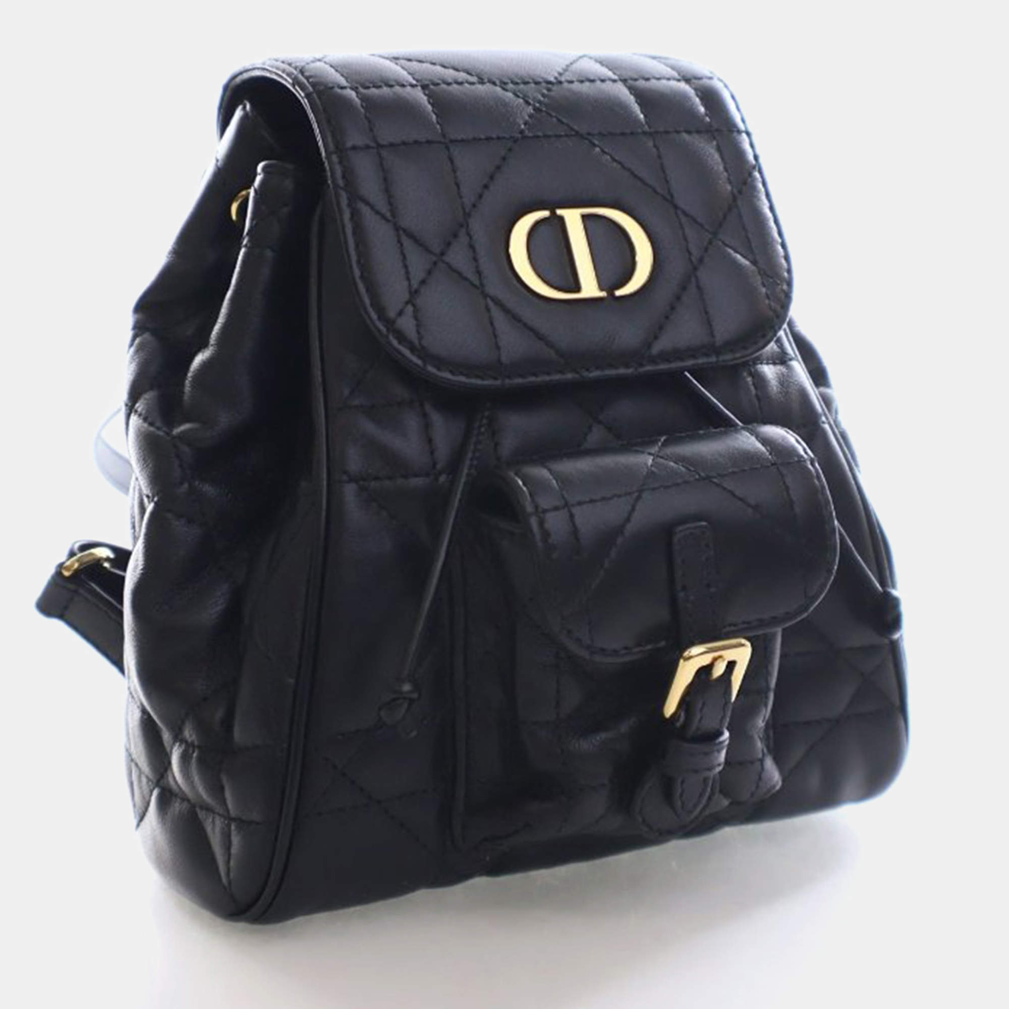 Dior Navy Blue Oblique Canvas and Leather Mini Saddle Backpack