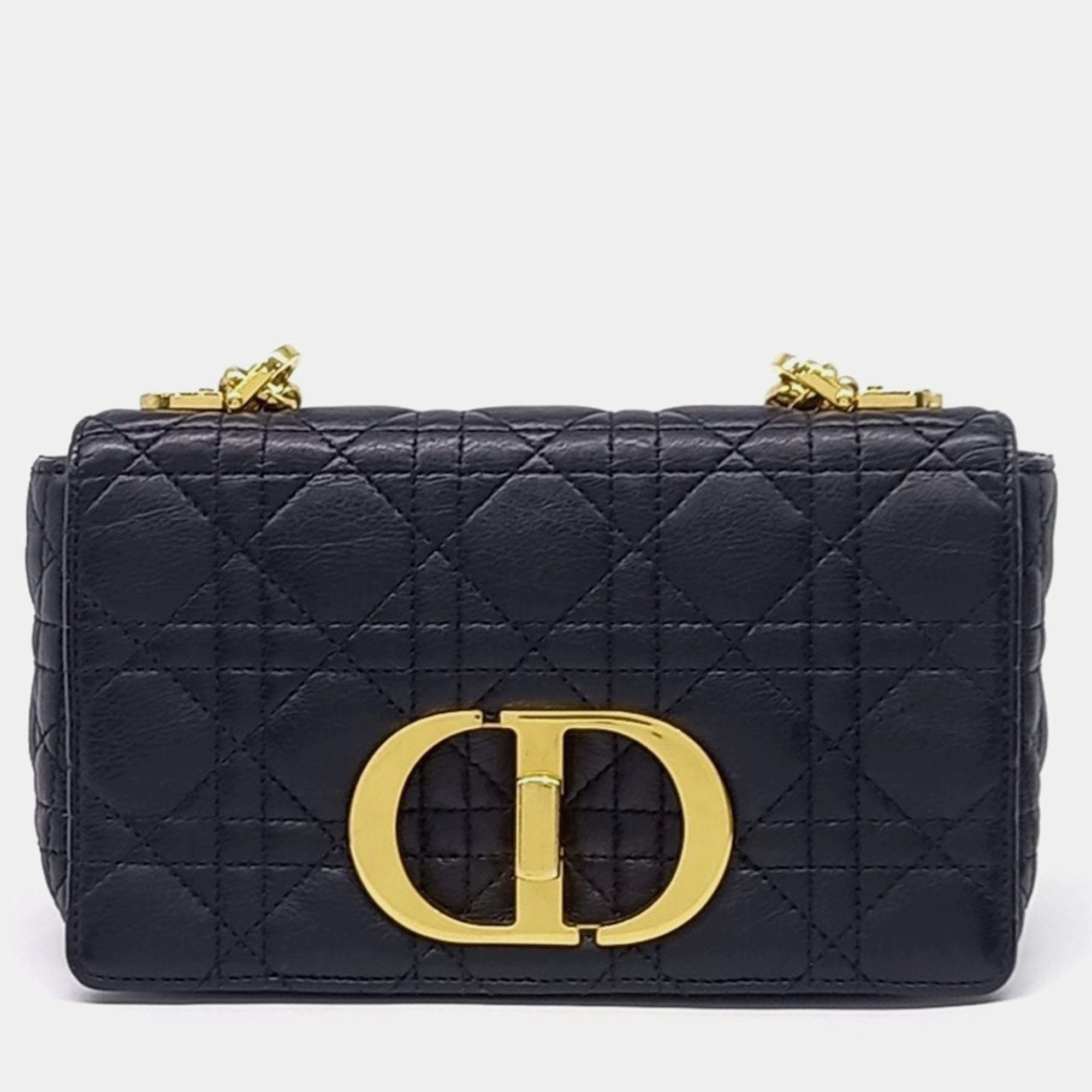 Pre Owned Dior Black Leather Carobag Small