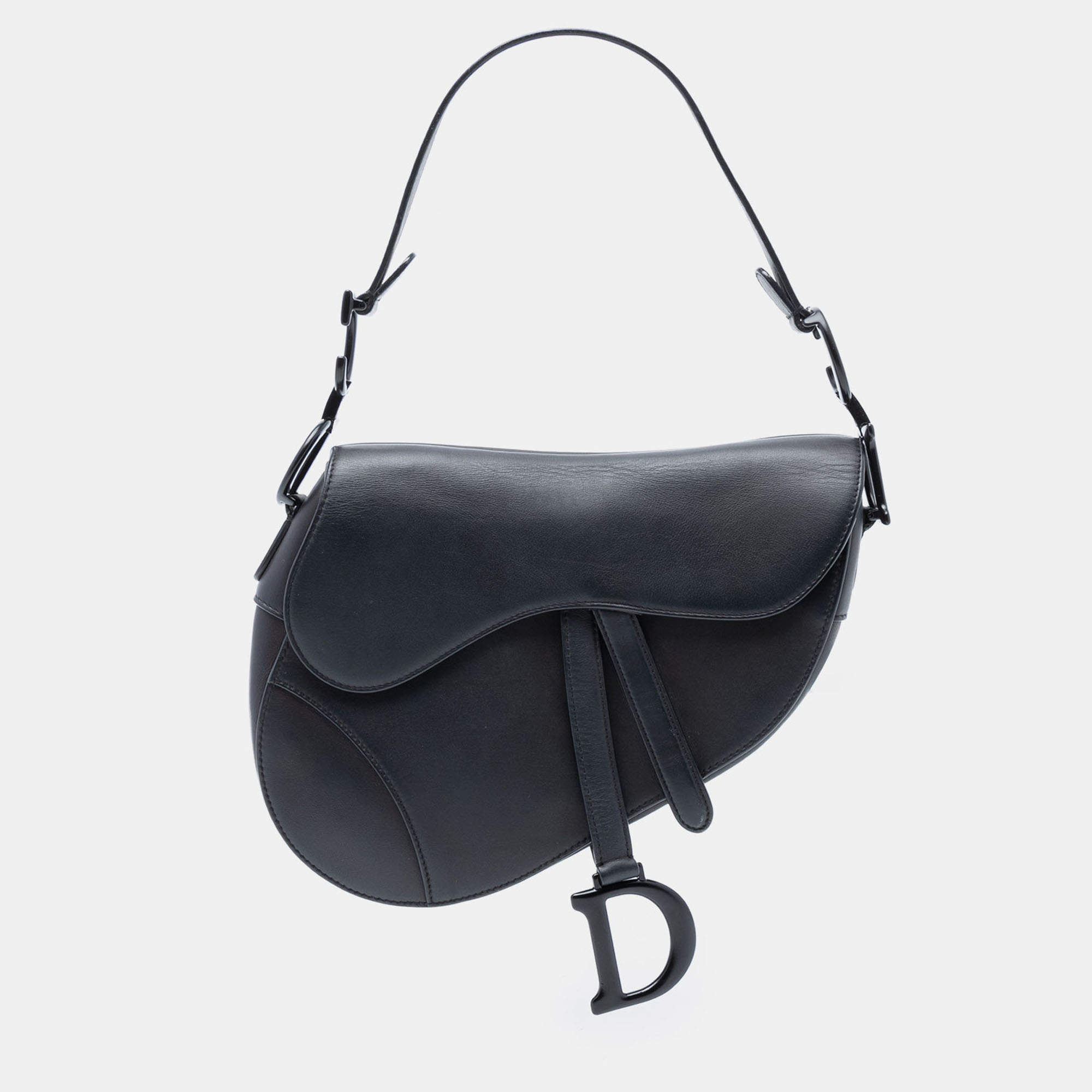 Pre Owned Dior Black Ultra Matte Calfskin Saddle Bag