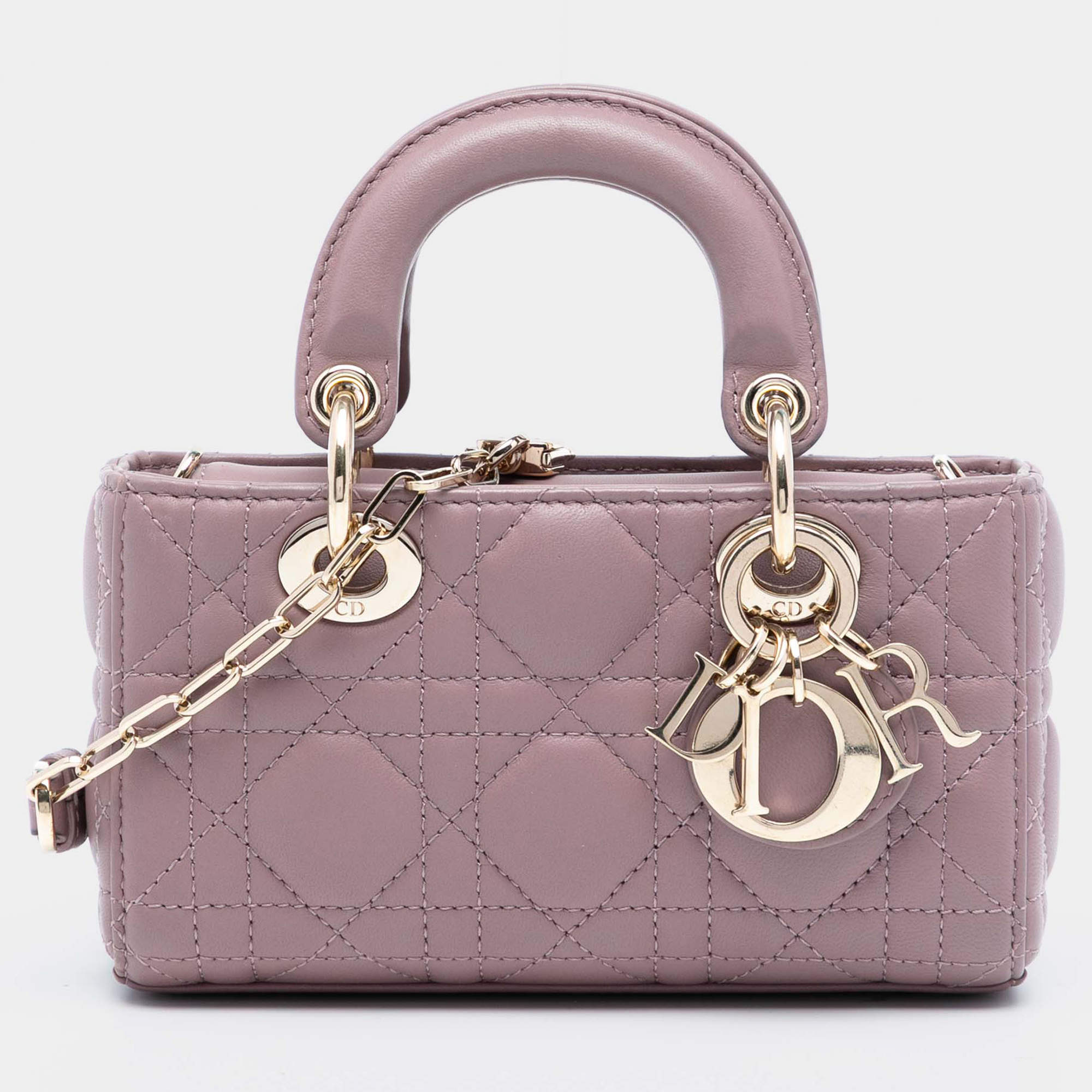 مملوكة مسبقًا Dior Purple Micro Lambskin Cannage Lady D Joy