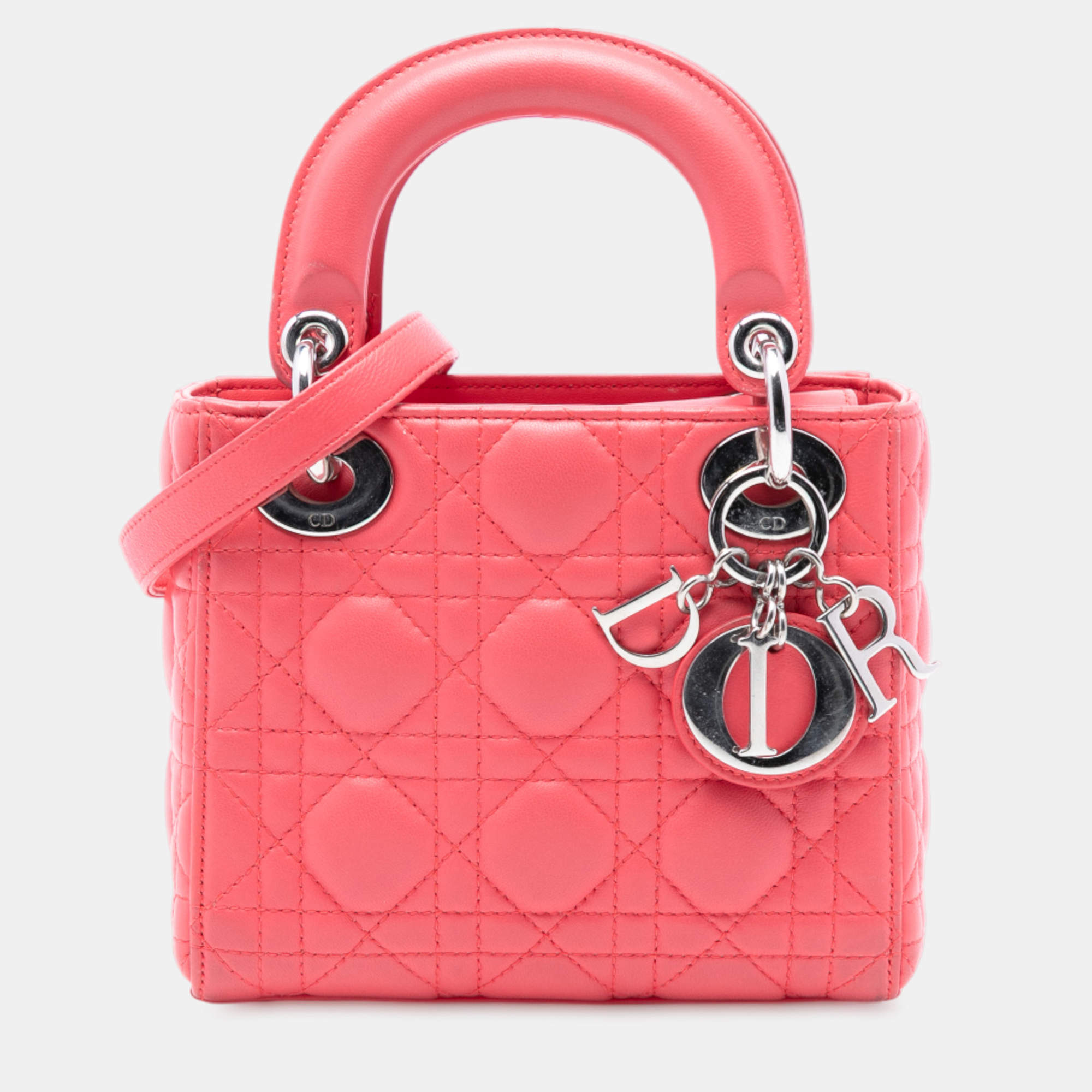 مملوكة مسبقًا Dior Pink Mini Lambskin Cannage Lady Dior