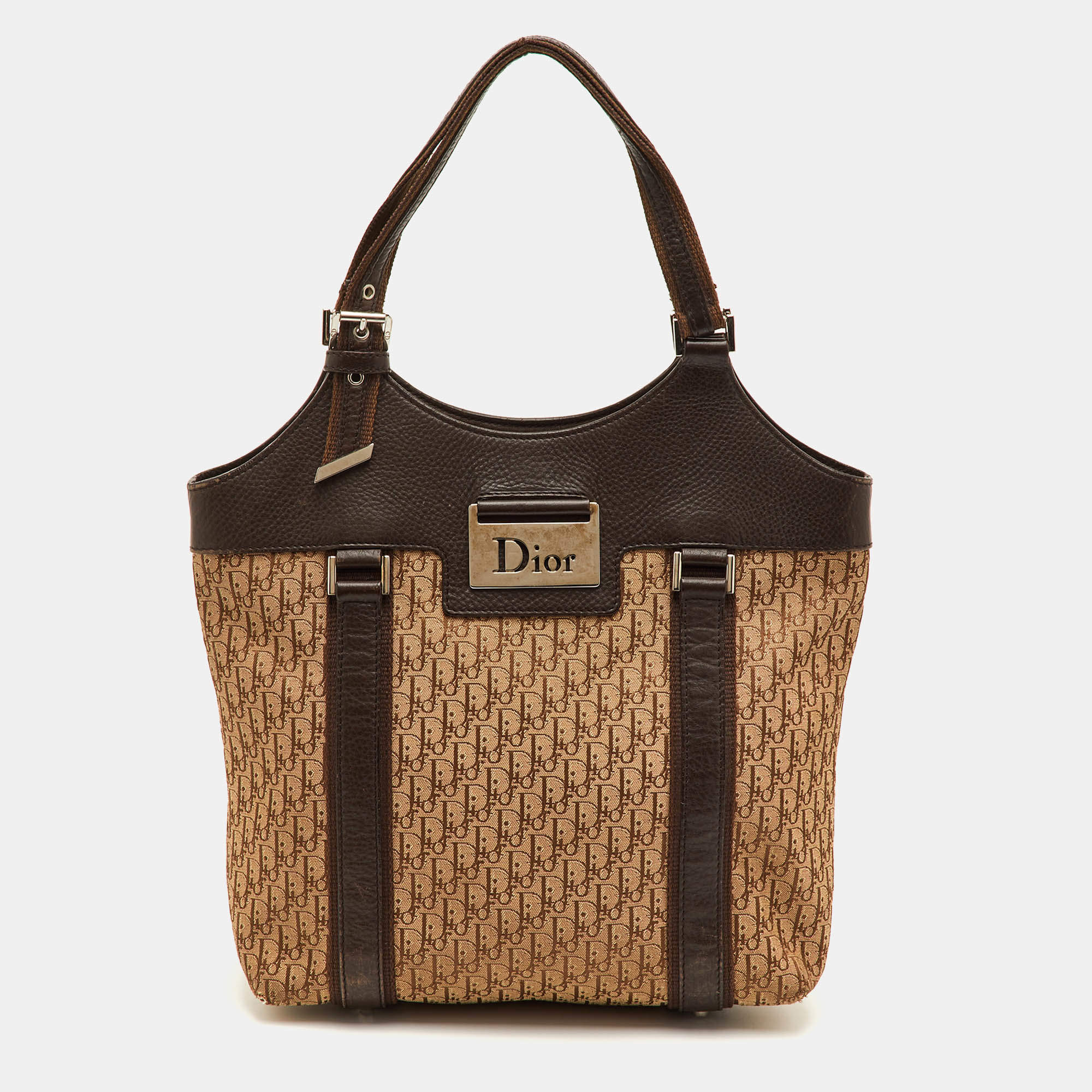 مملوكة مسبقًا Dior Street Chic Beige/Brown Oblique Canvas and Leather Trotter Tote