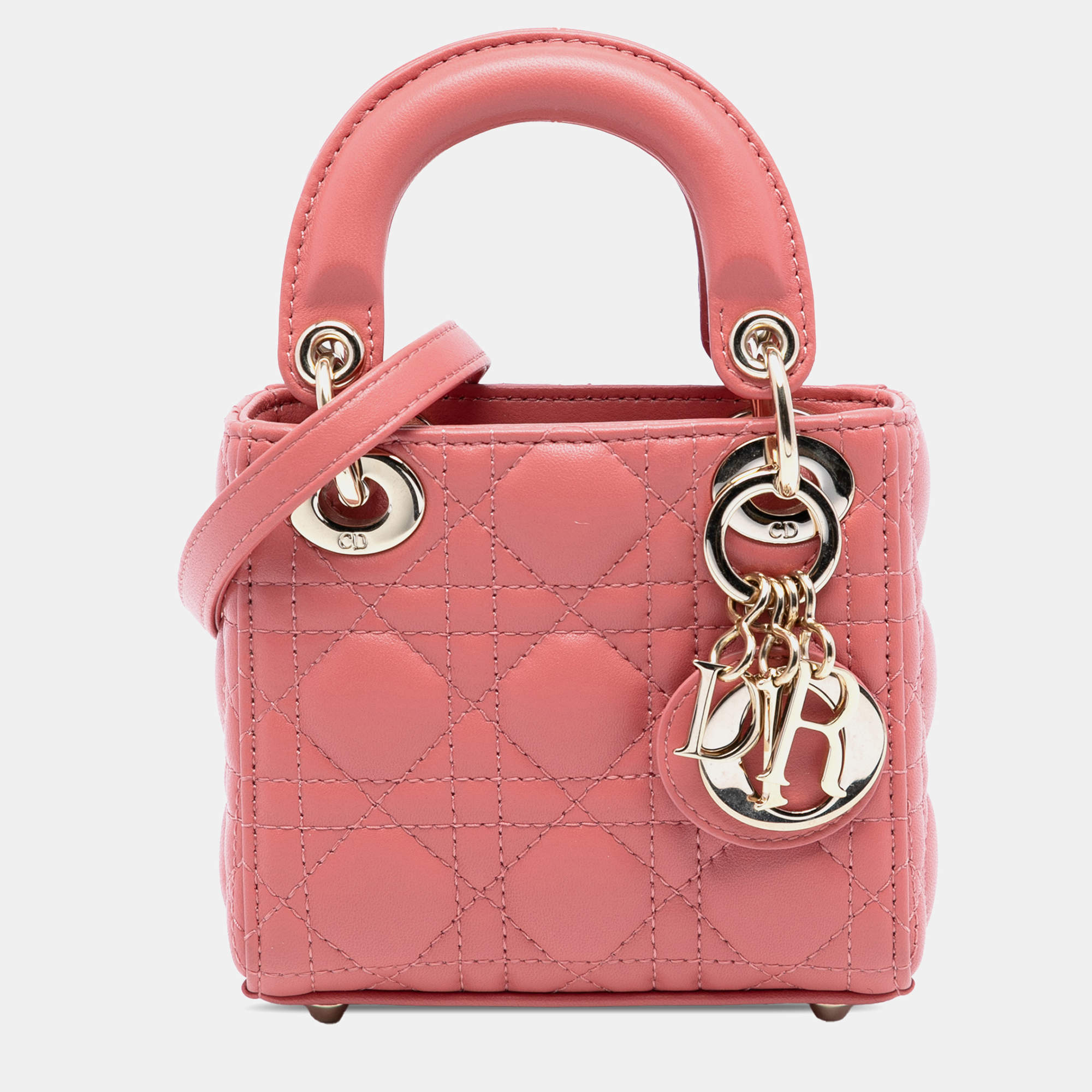 مملوكة مسبقًا Dior Pink Micro Lambskin Cannage Lady Dior