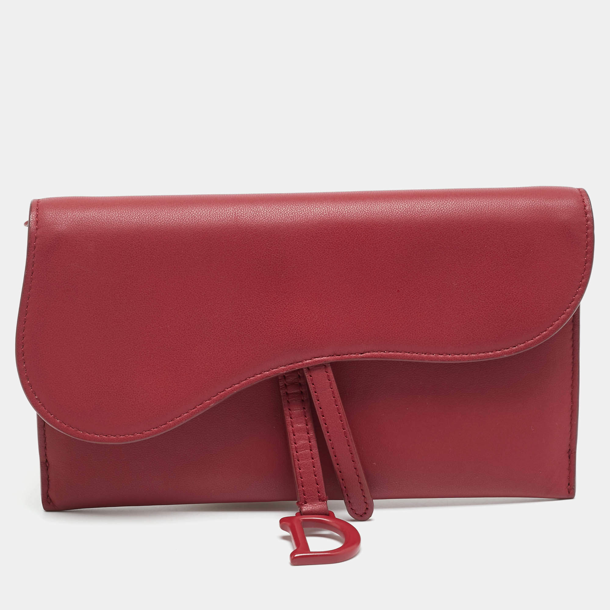 مملوكة مسبقًا Dior Saddle Burgundy Leather Continental Wallet
