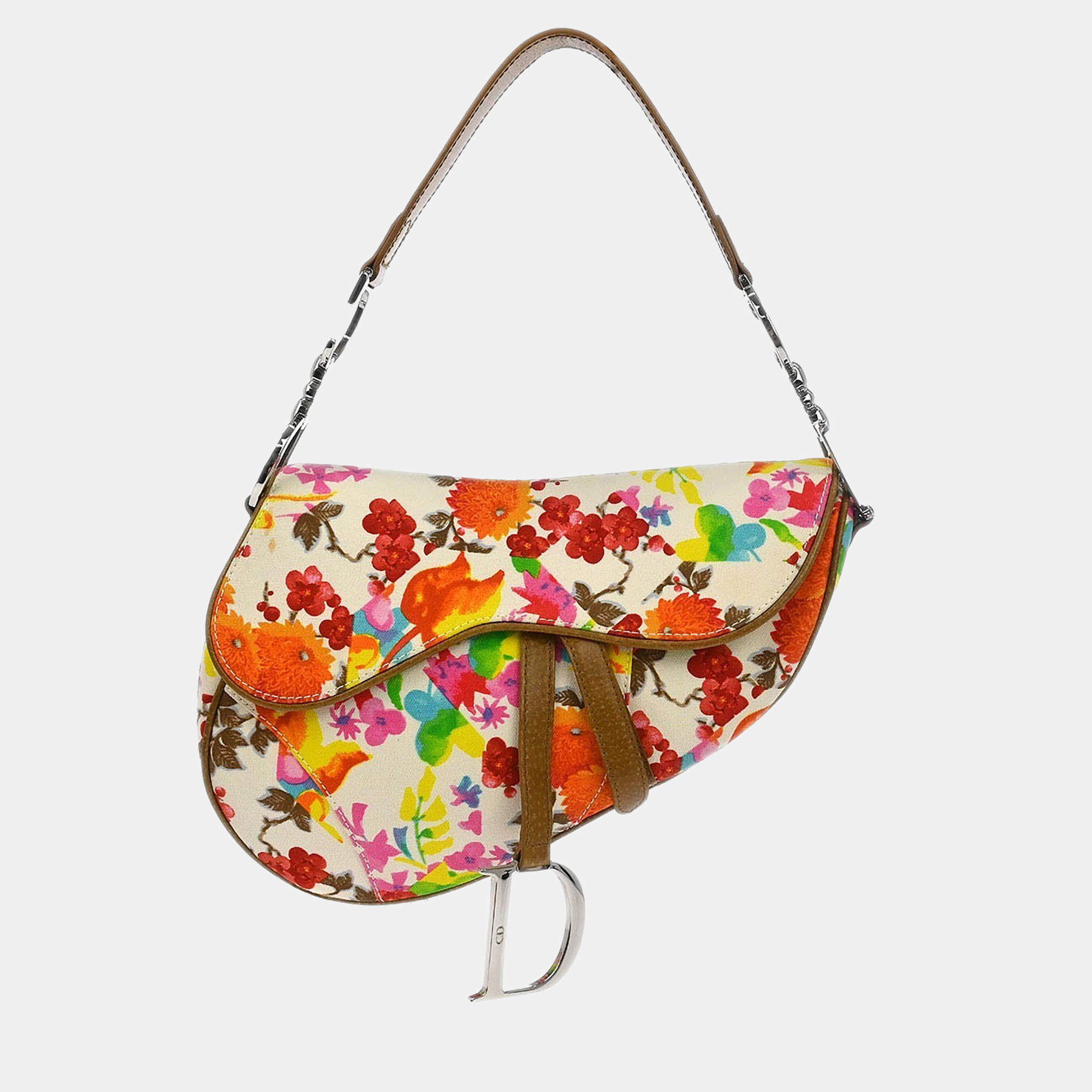 Pre Owned Christian Dior Multicolor Floral Saddle Handbag