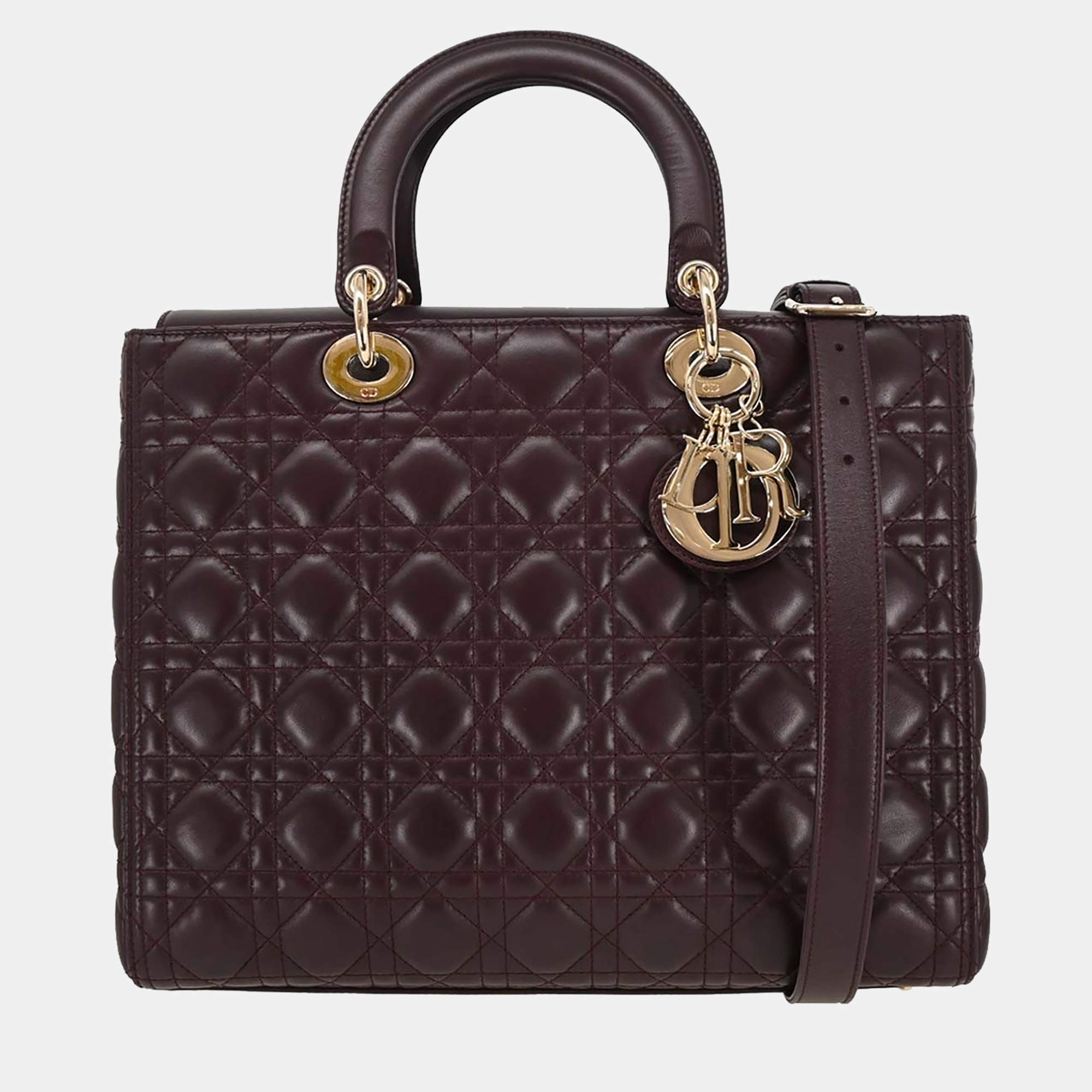 مملوكة مسبقًا Christian Dior Bordeaux Lambskin Lady Dior 2way Handbag