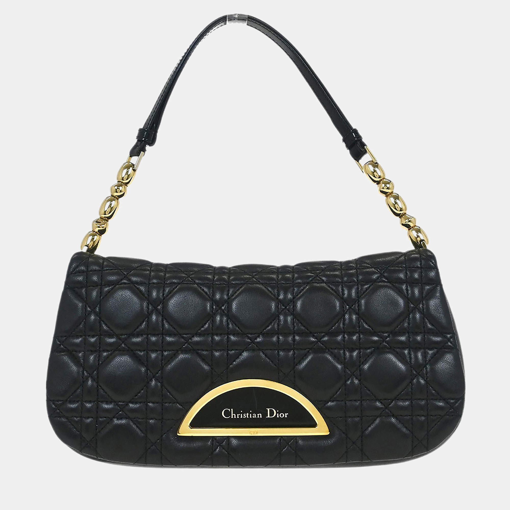 Pre Owned حقيبة ديور ماليش كاناج جلد خروف أسود