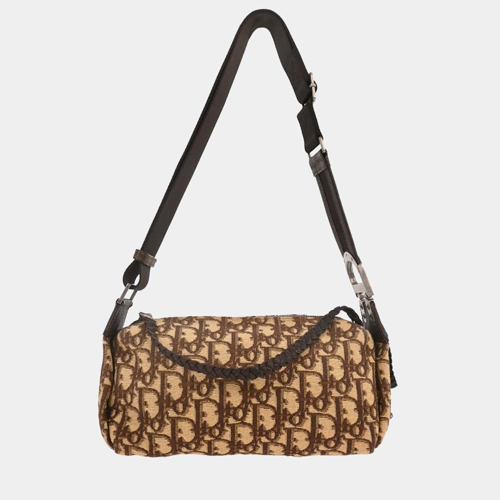 Pre Owned Christian Dior Beige Trotter Shoulder Bag