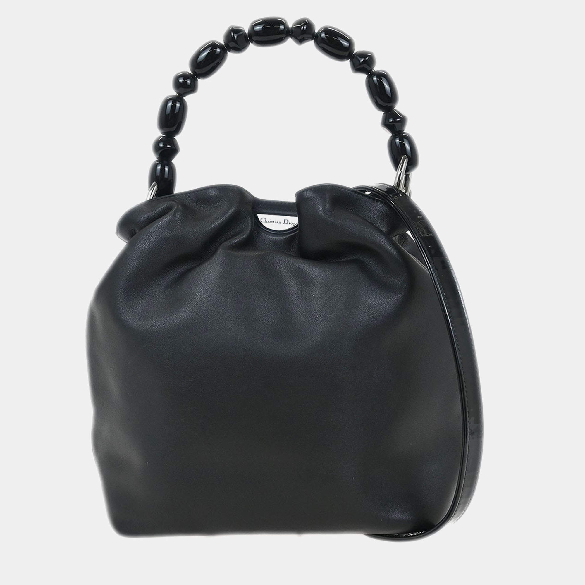 Pre Owned حقيبة يد كريستيان ديور ماليز 2 مسارين جلد سوداء