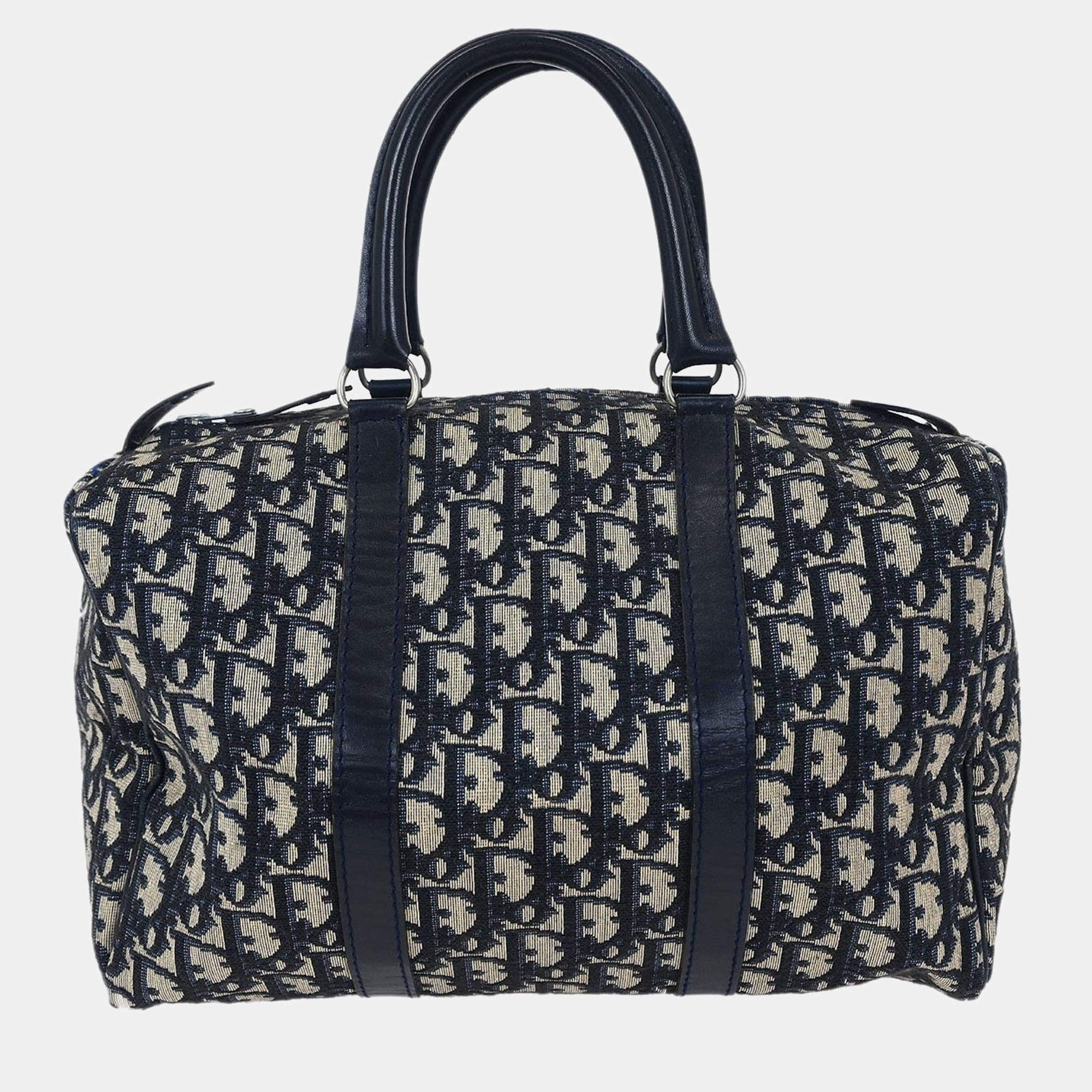 Pre Owned Christian Dior Navy Canvas Trotter Handbag