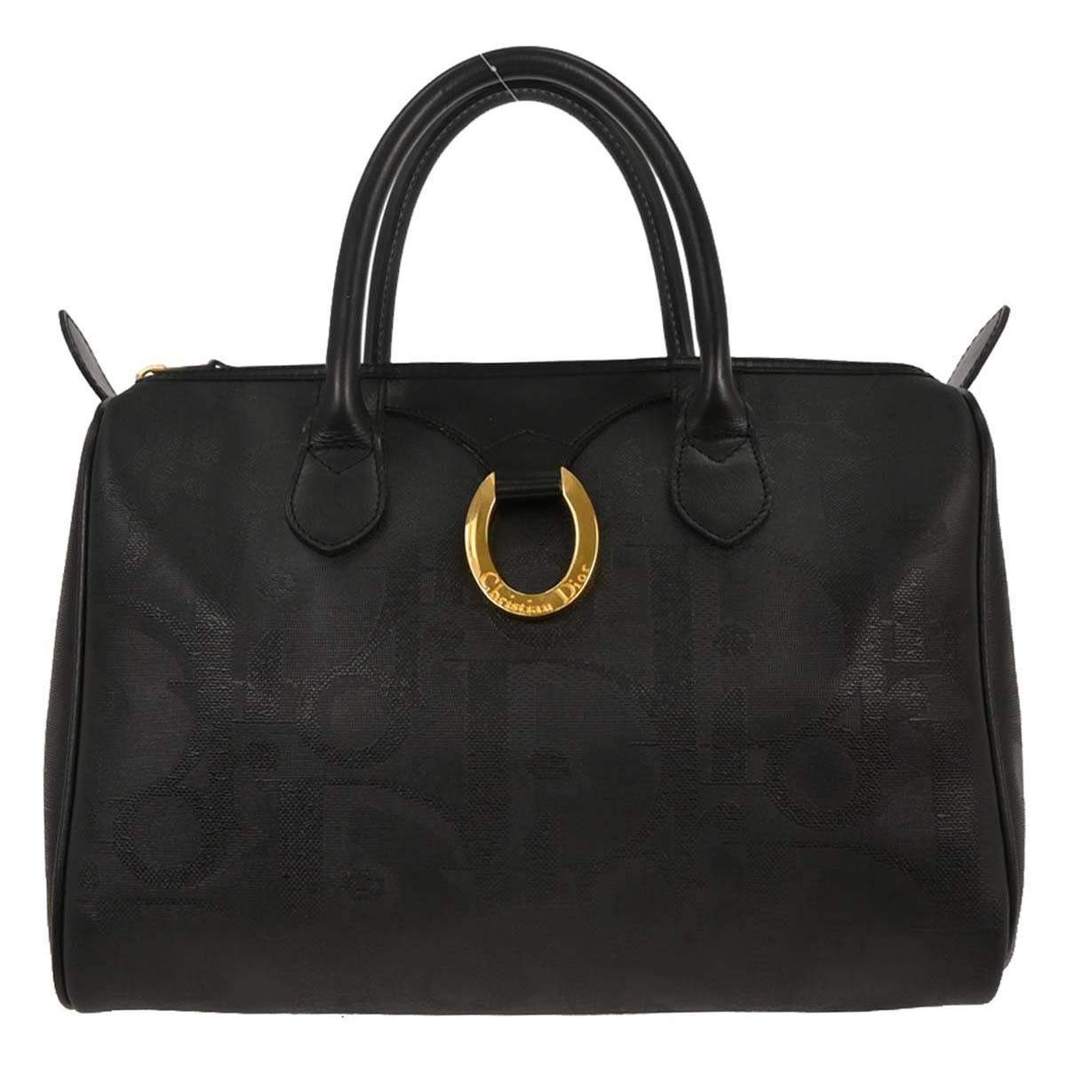 Pre Owned Christian Dior Black Pvc Trotter Duffle Handbag