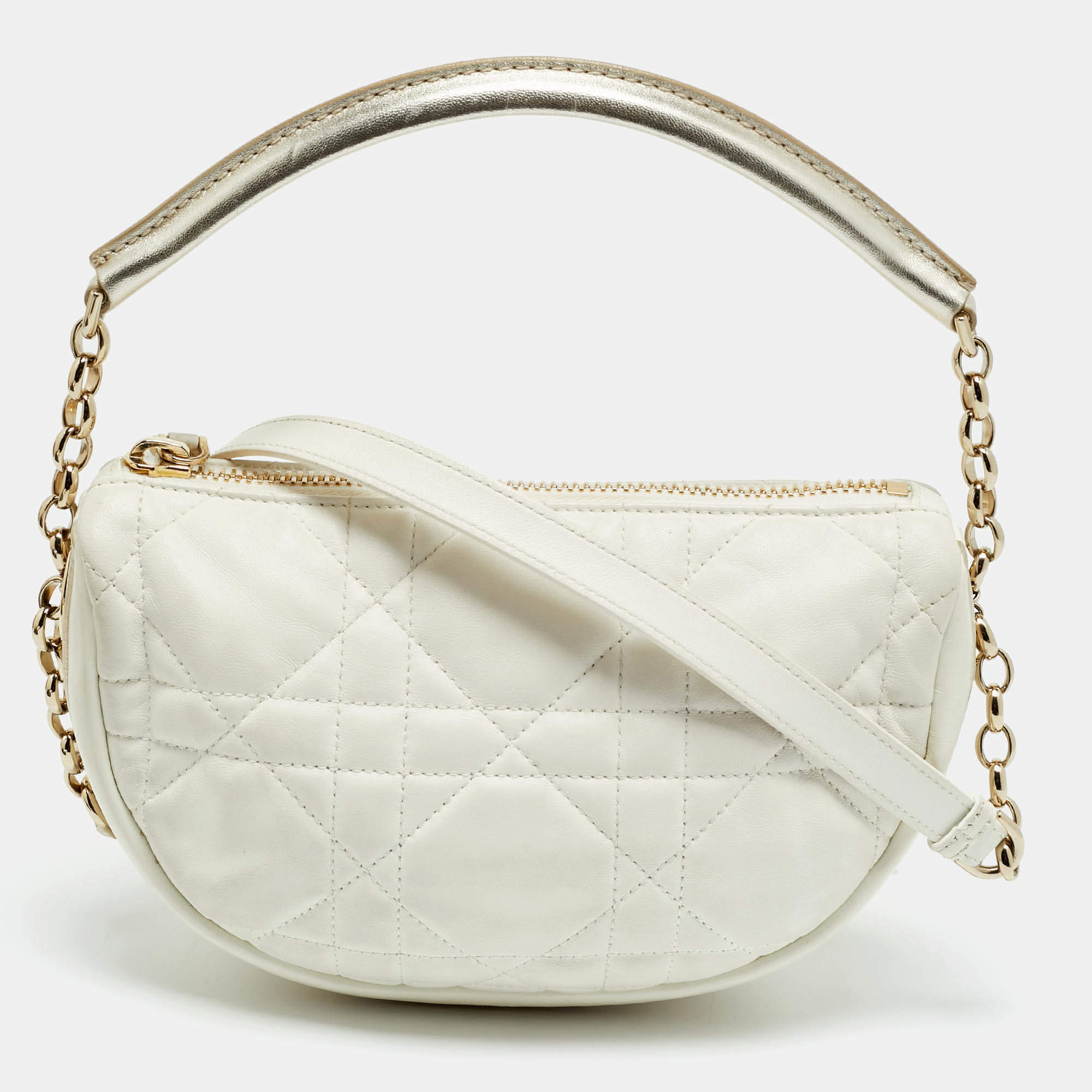 Pre Owned Dior Vibe Small White Cannage Leather Hobo