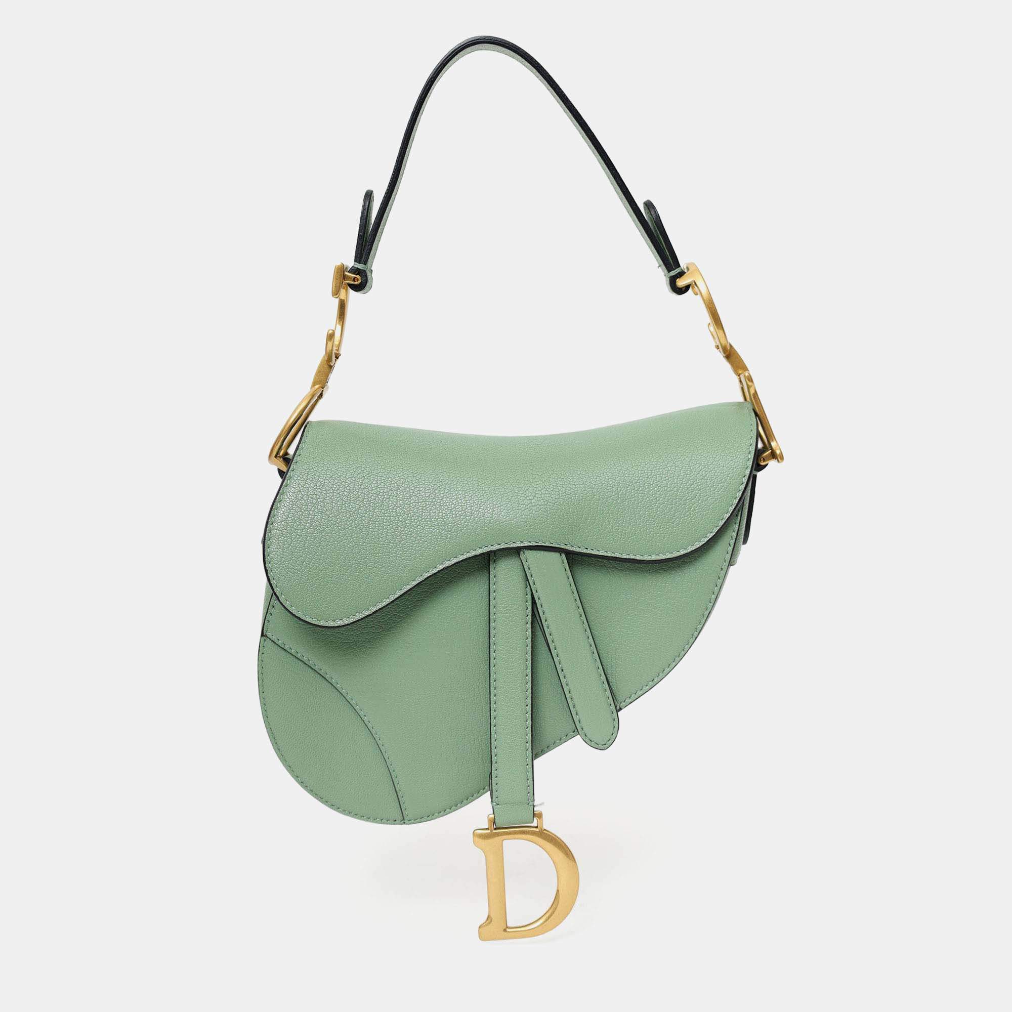 مملوكة مسبقًا Christian Dior 2020 Green Leather Mini Saddle Bag