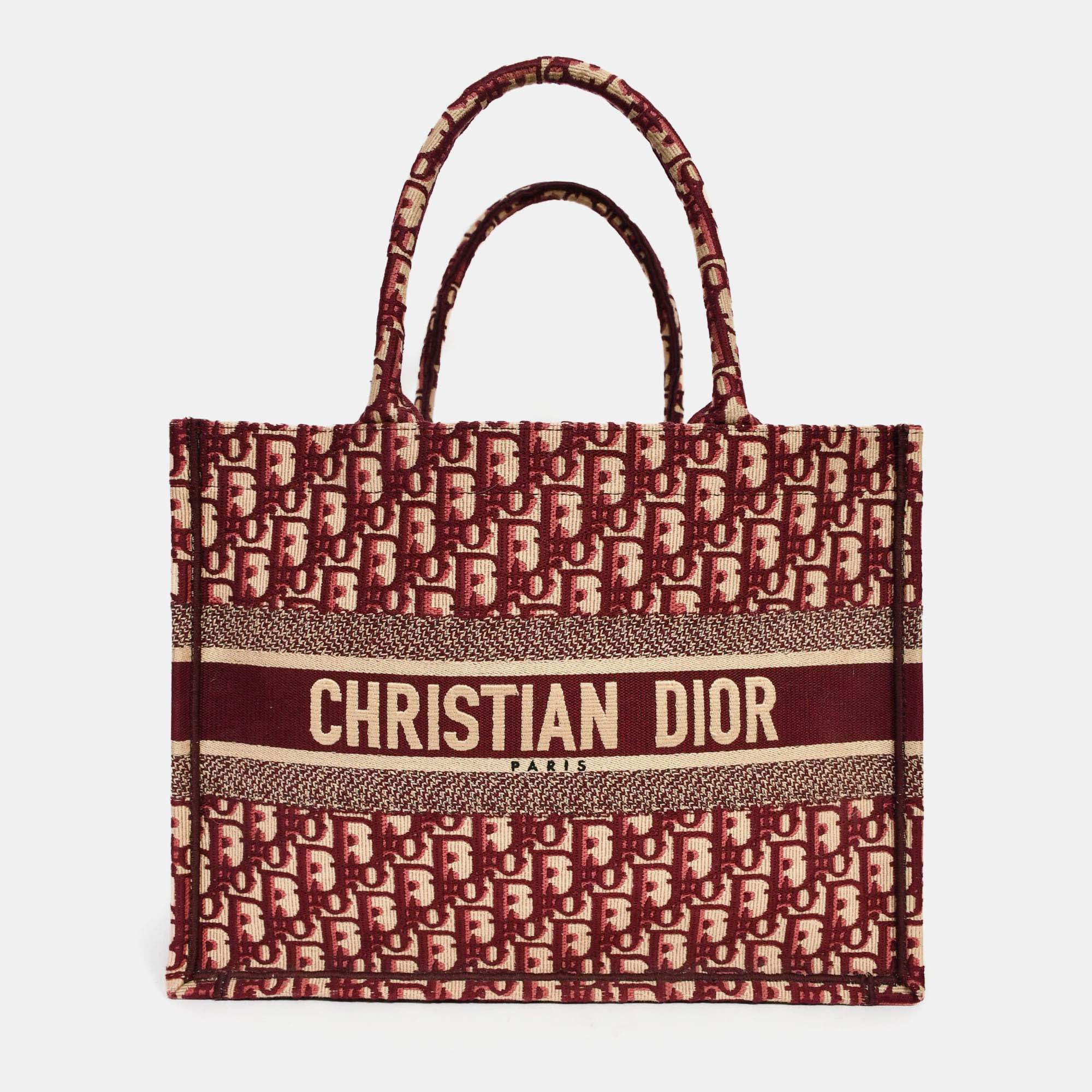مملوكة مسبقًا Christian Dior 2019 Burgundy Oblique Jacquard Medium Book Tote
