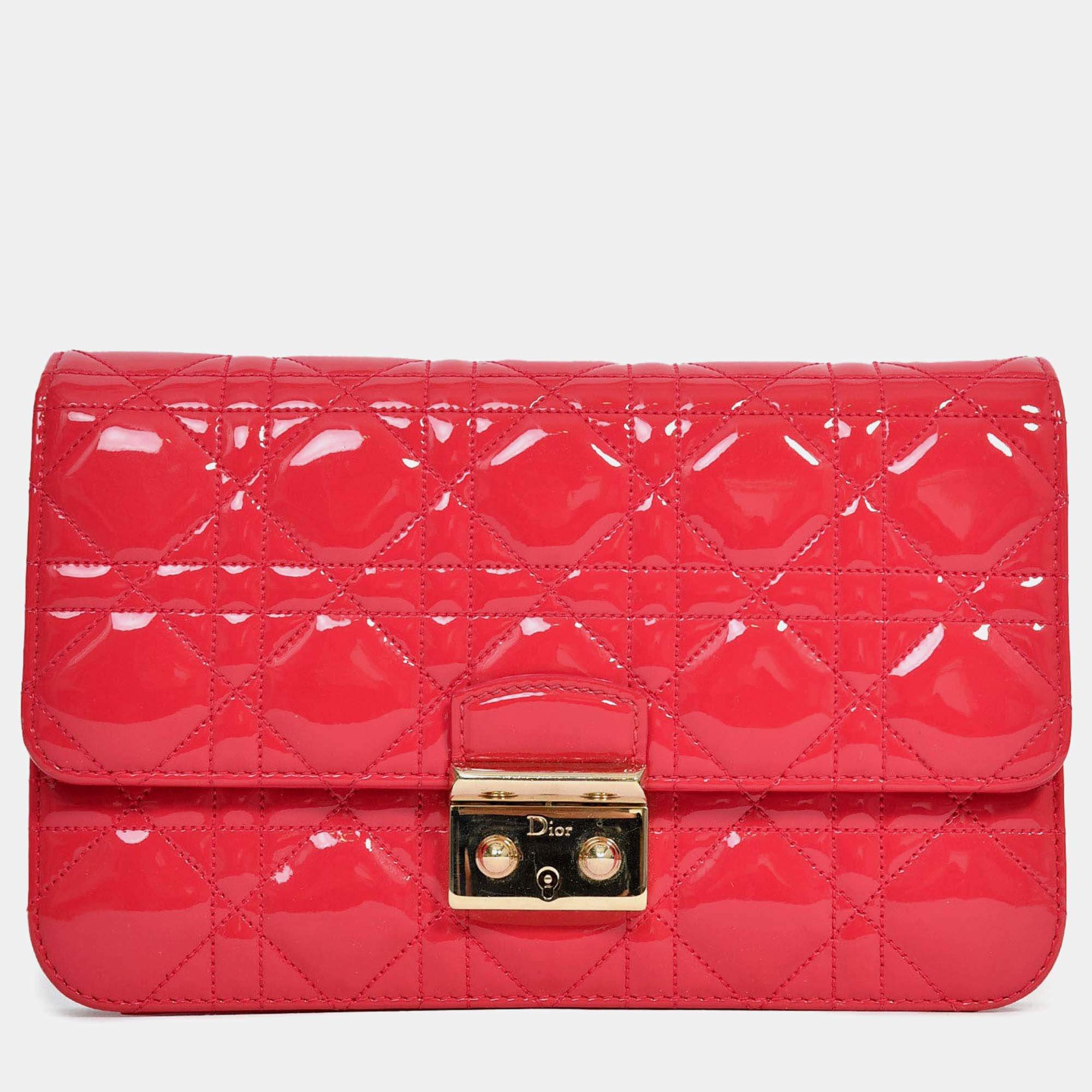 مملوكة مسبقًا محفظة على سلسلة ديور ميس ديور وردية لامعة