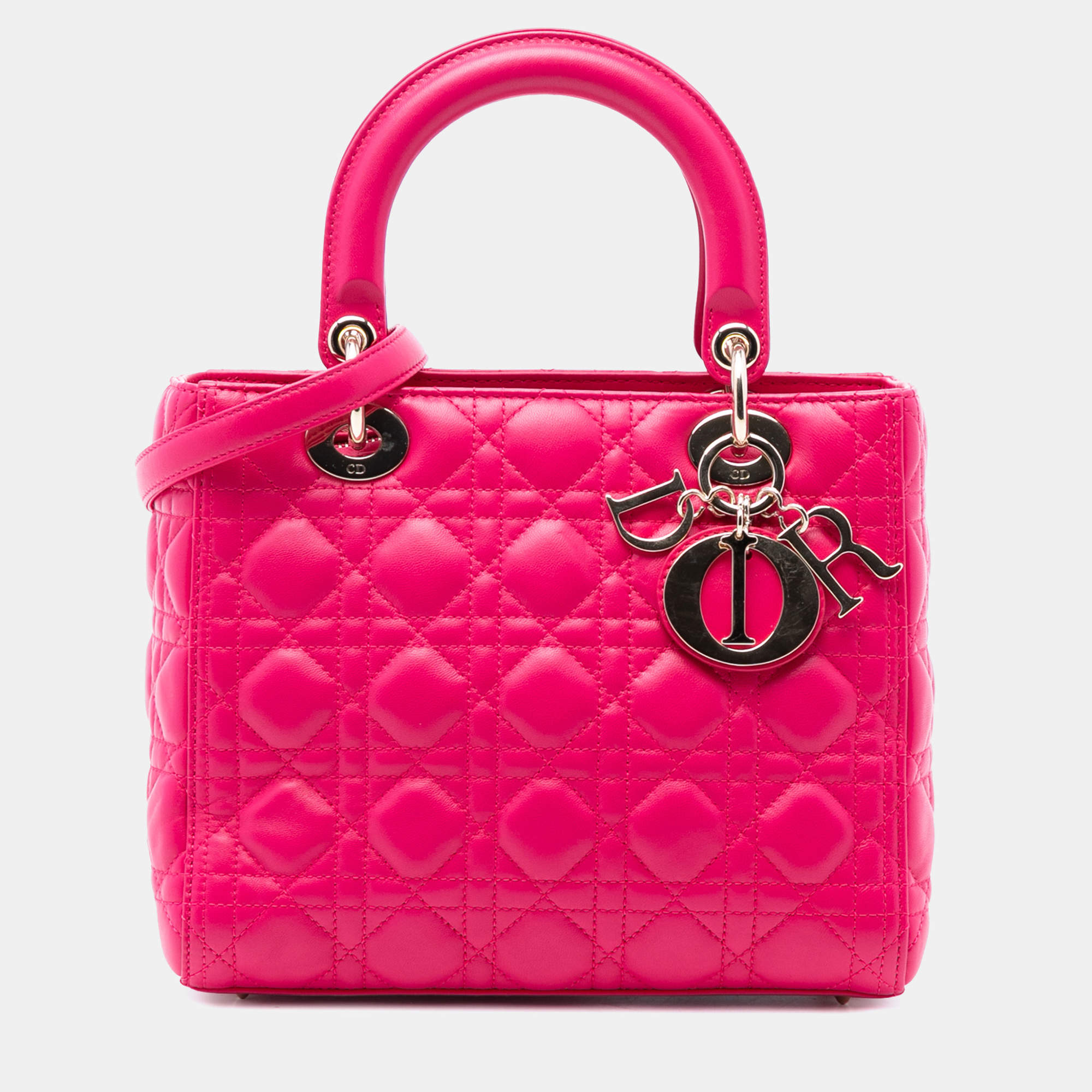 مملوكة مسبقًا Dior Pink Medium Lambskin Cannage Lady Dior