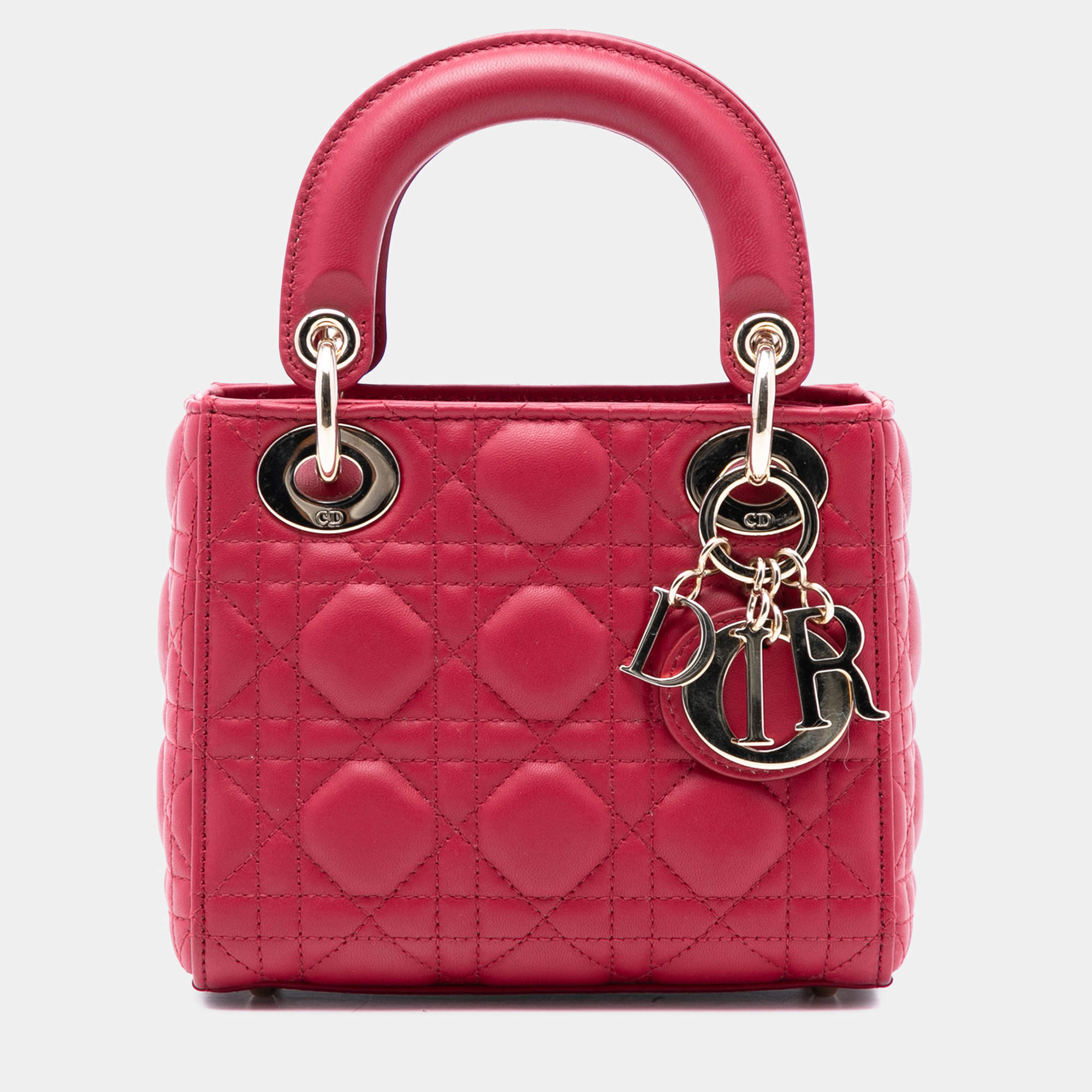 مملوكة مسبقًا Dior Pink Mini Lambskin Cannage Lady Dior