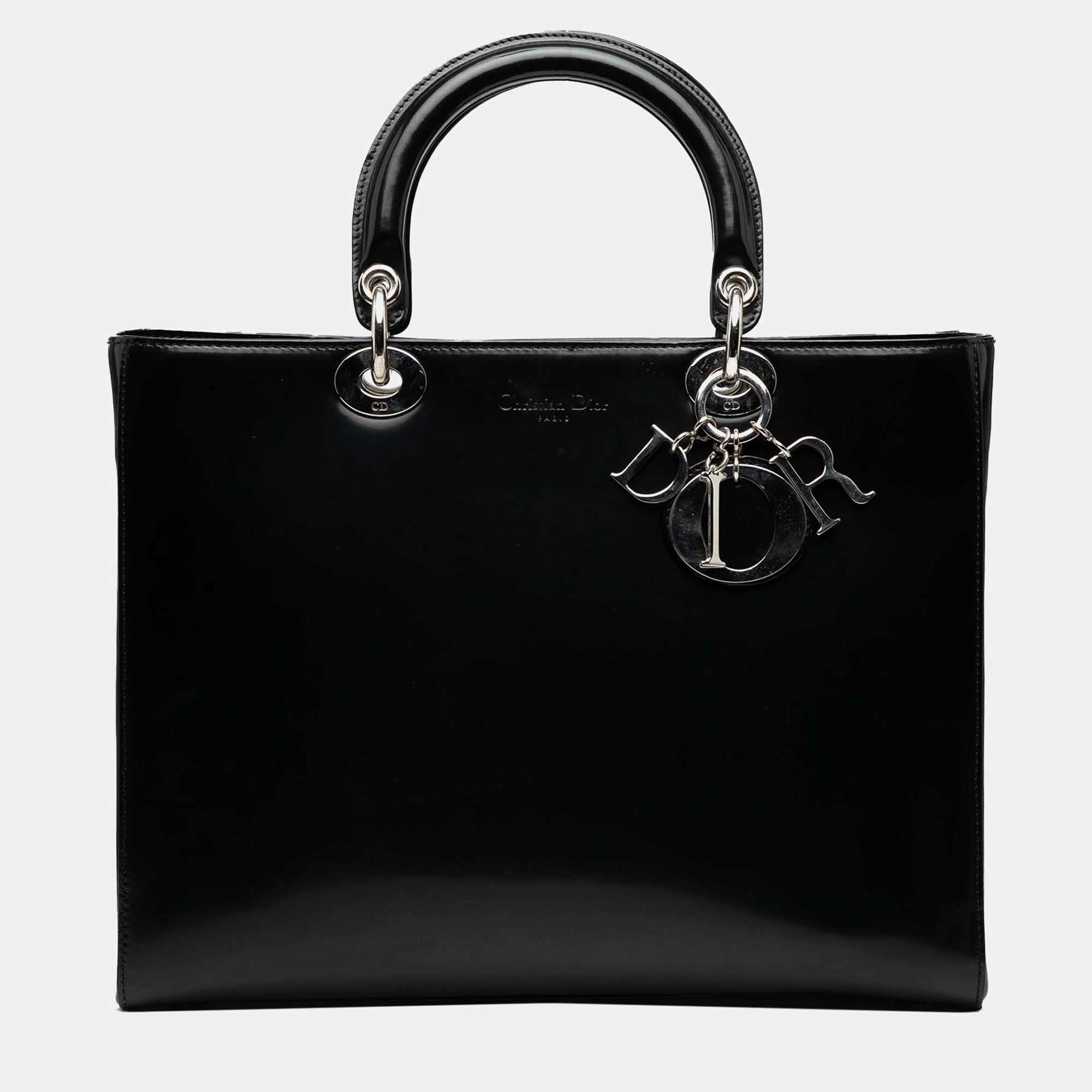 مملوكة مسبقًا Dior Black Large Patent Lady Dior