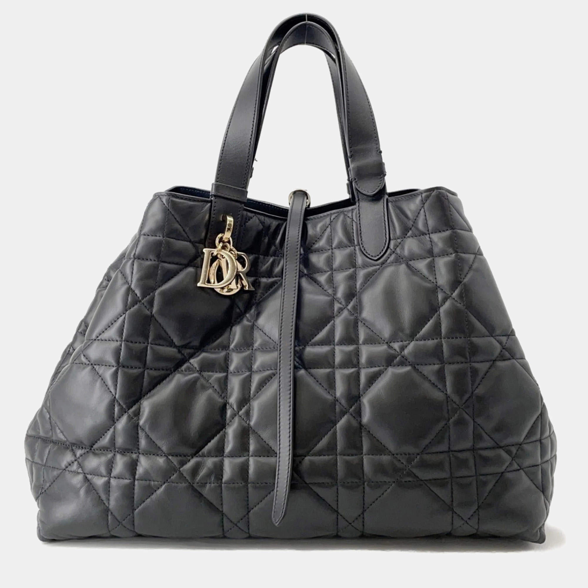 مملوكة مسبقًا حقيبة يد ديور توت كبيرة ماكروكاناج سوداء