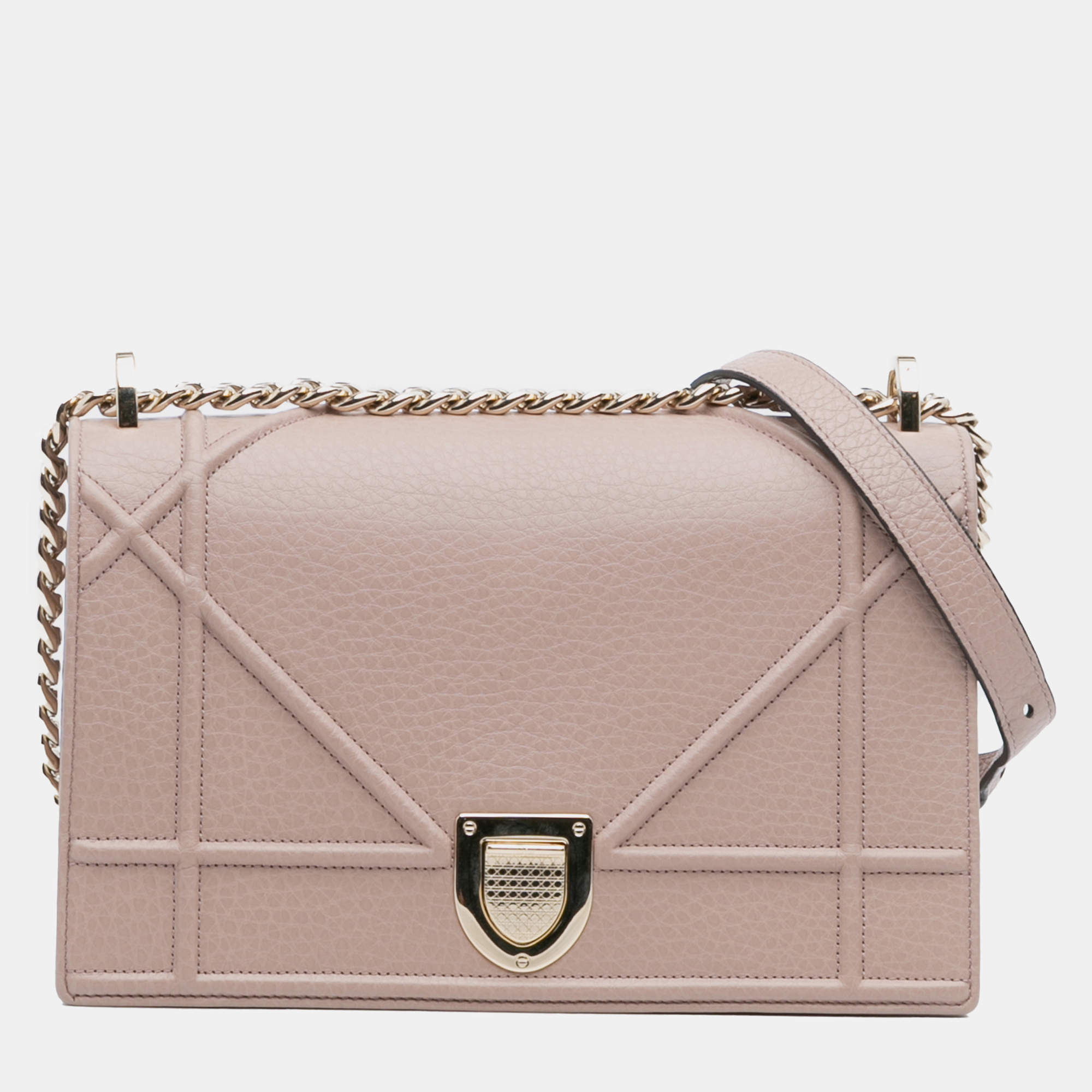 Pre Owned Dior Pink Medium Grained Calfskin Diorama Flap