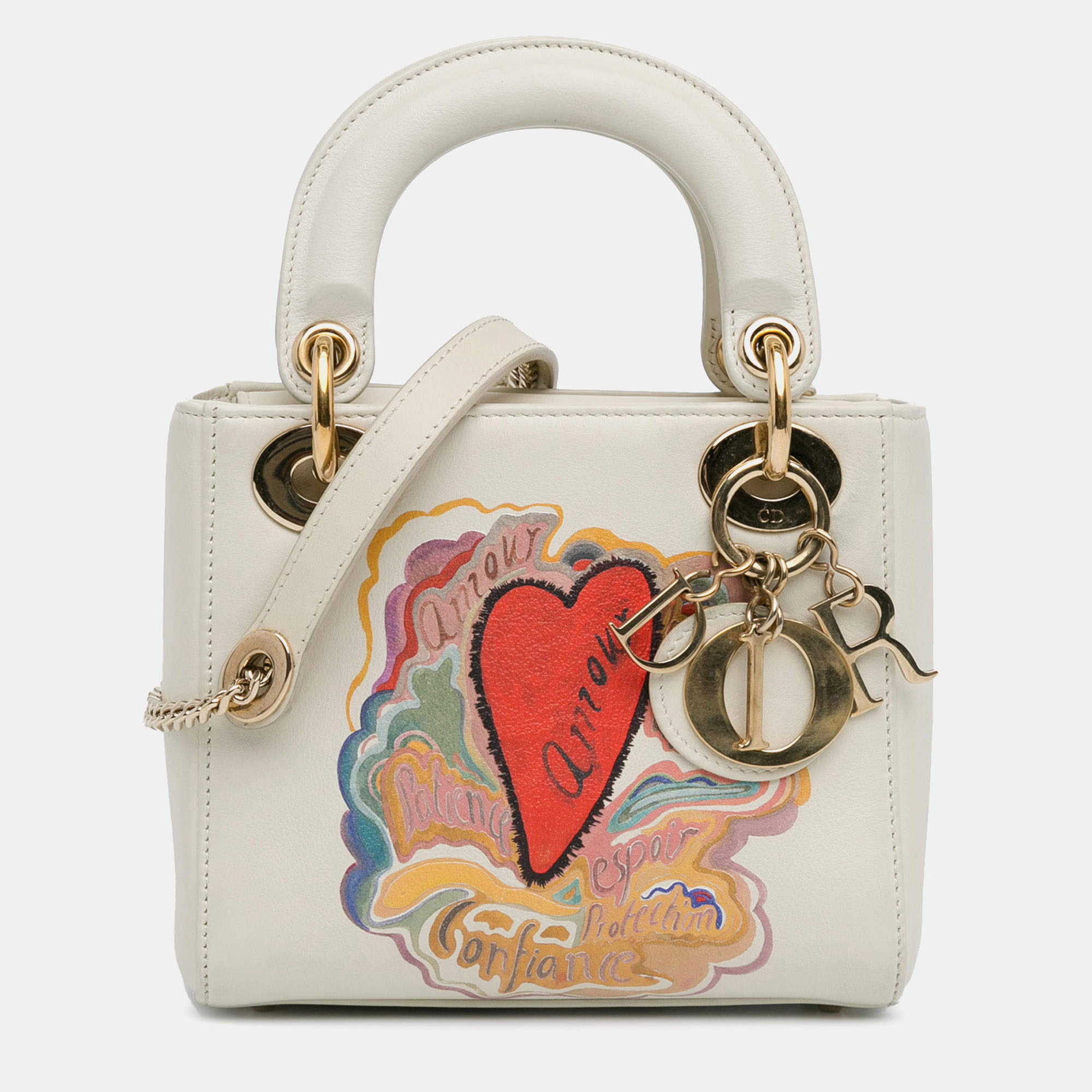 مملوكة مسبقًا Dior White DiorAmour Niki De Saint Phalle Mini Calfskin Lady Dior