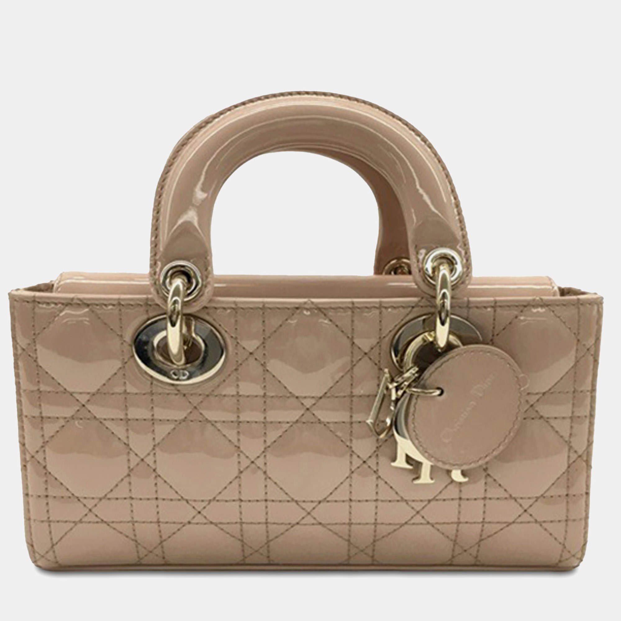 مملوكة مسبقًا Dior Brown Small Patent Cannage Lady D-Joy