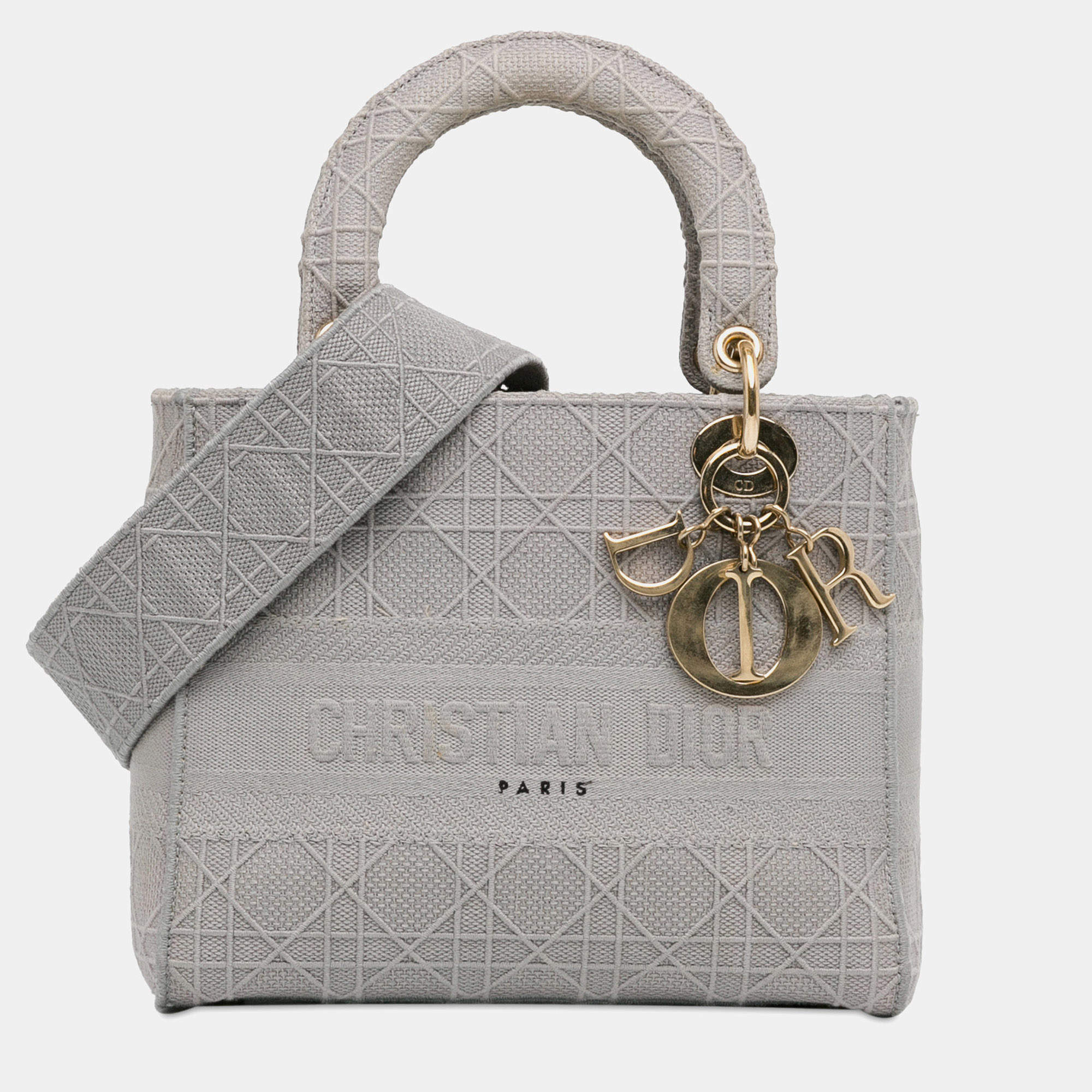 مملوكة مسبقًا حقيبة ديور \"ليدي دي لايت\" كاناج قماش وسط