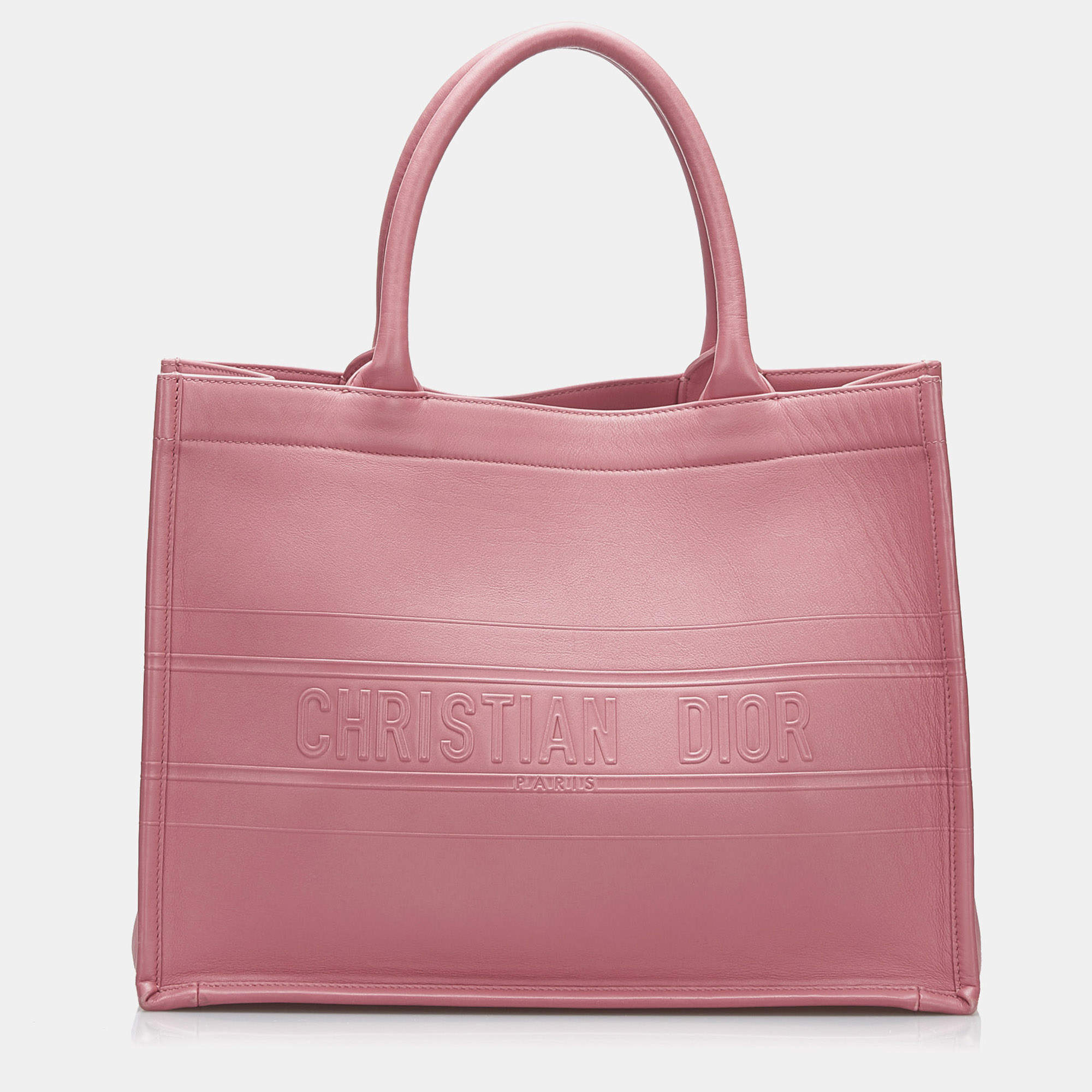 Pre Owned Dior Pink Medium Embossed Book Tote