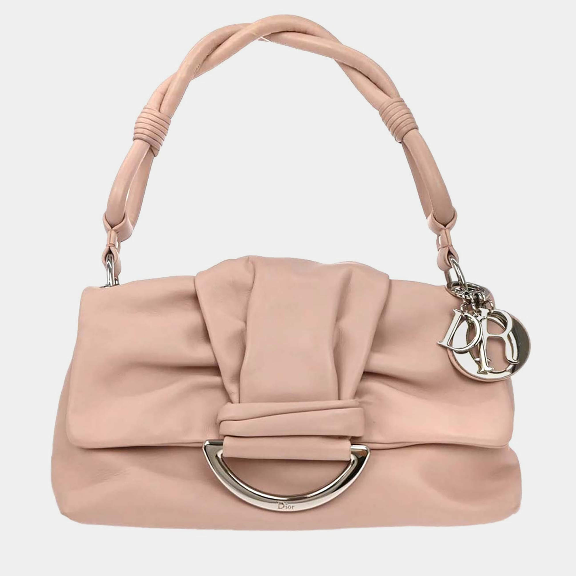 مملوكة مسبقًا Christian Dior Light Pink Leather Demi Lune Handbag