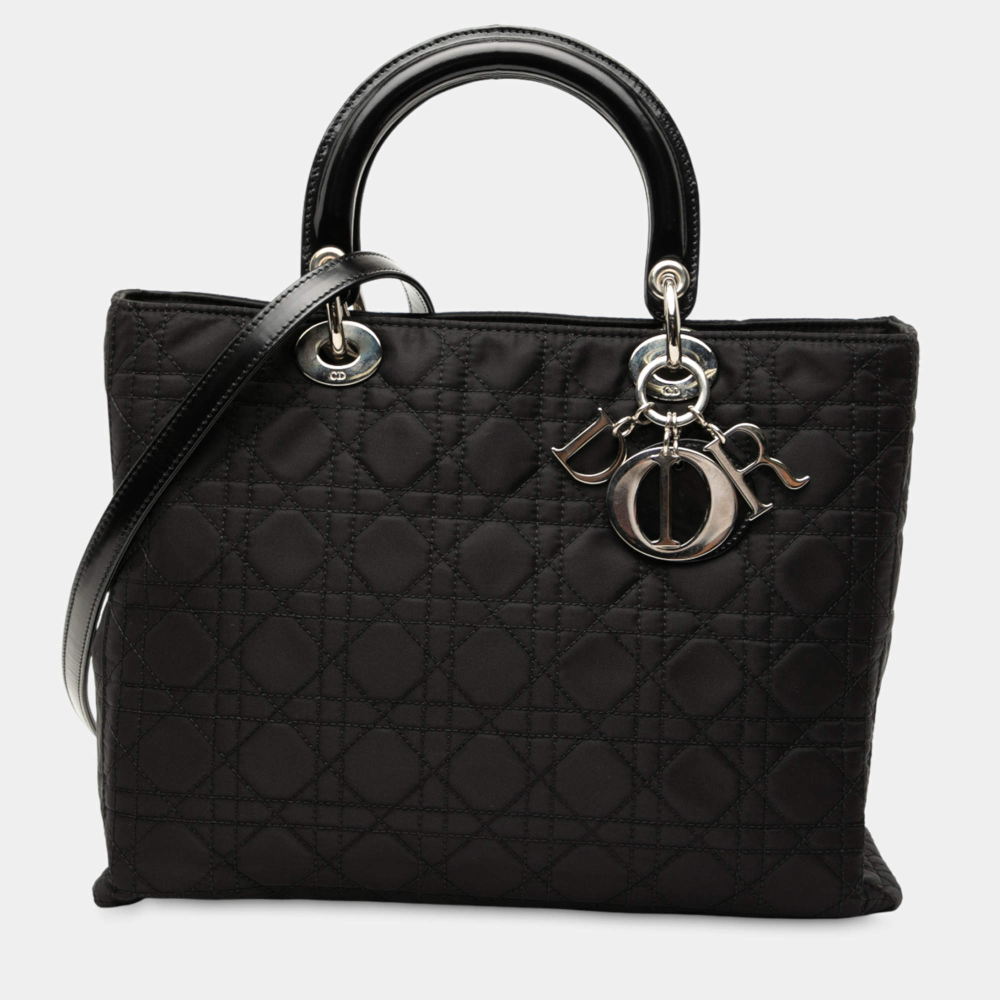 مملوكة مسبقًا Dior Black Large Nylon Cannage Lady Dior