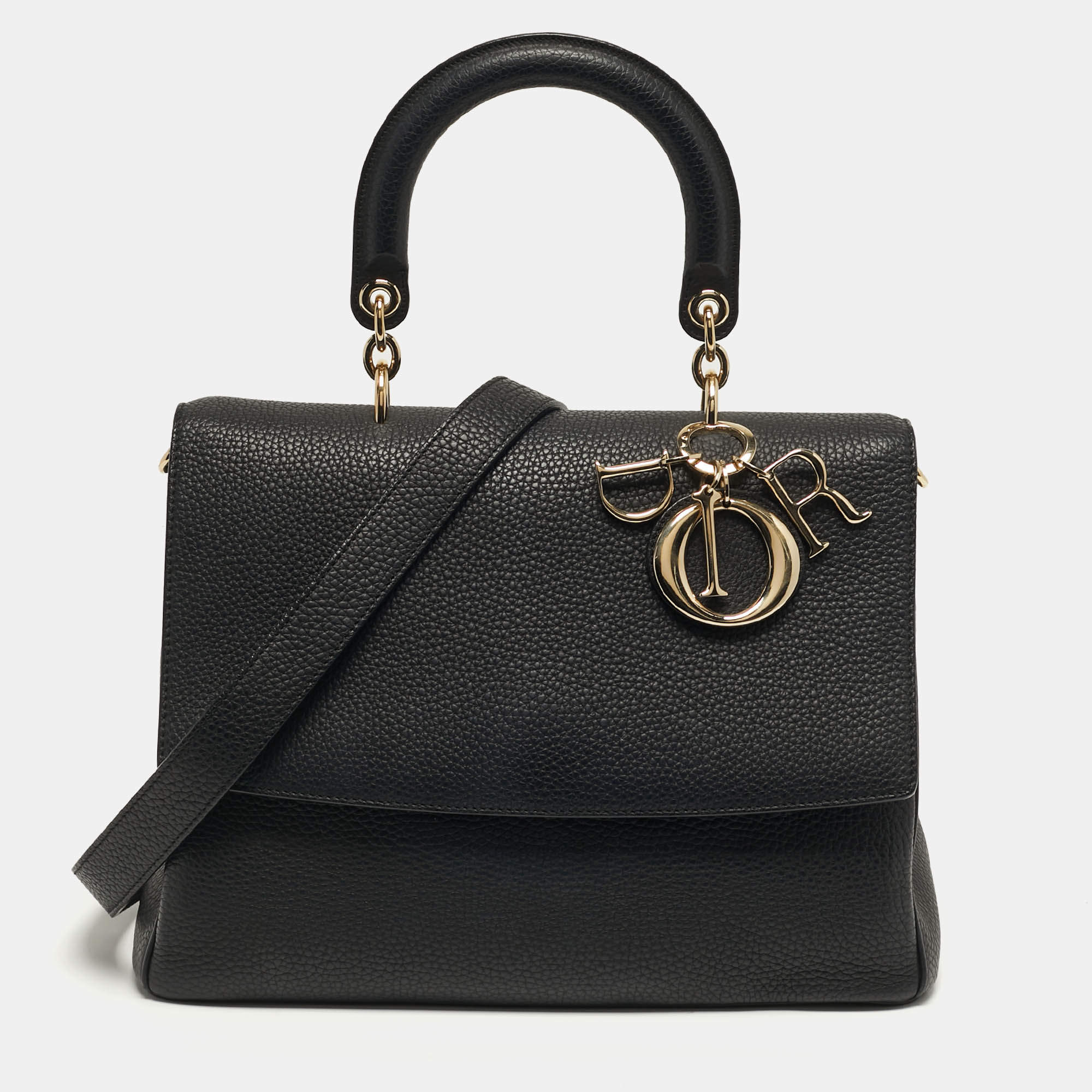 مملوكة مسبقًا Dior Be Dior Medium Black Leather Top Handle Bag