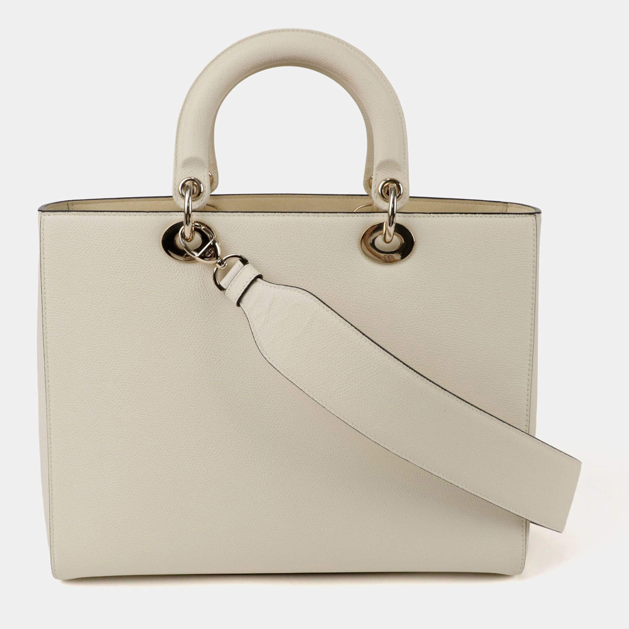 Pre Owned Dior Large White Canvas Tote Bag