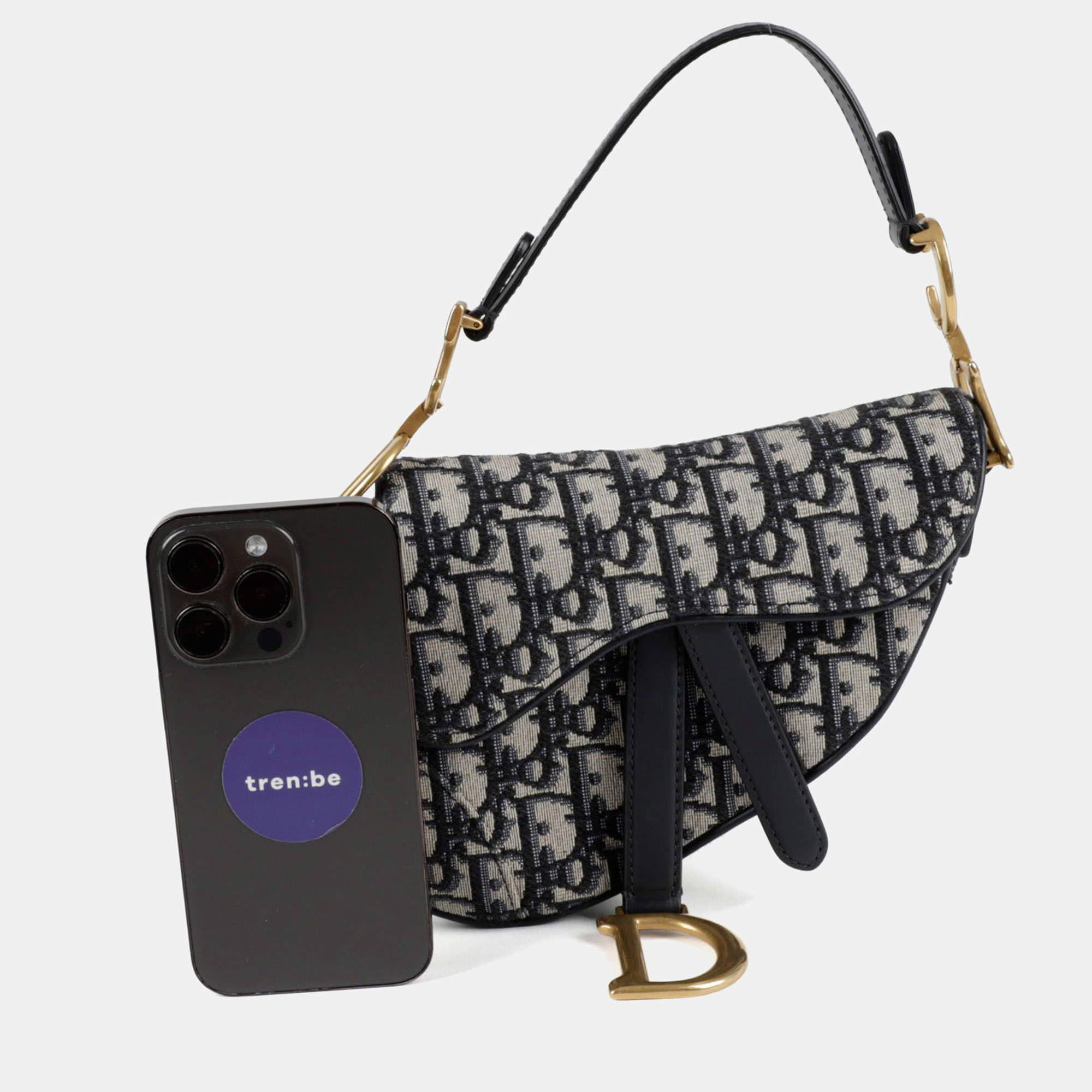 مملوكة مسبقًا حقيبة كتف ديور أوبليك سادل ميني قماش جاكار أوبليك أزرق