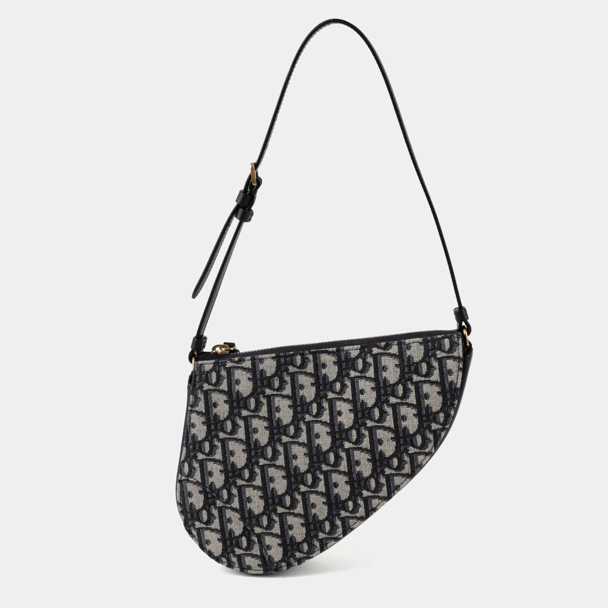 Pre Owned Dior Saddle Rodeo Blue Leather Pouch