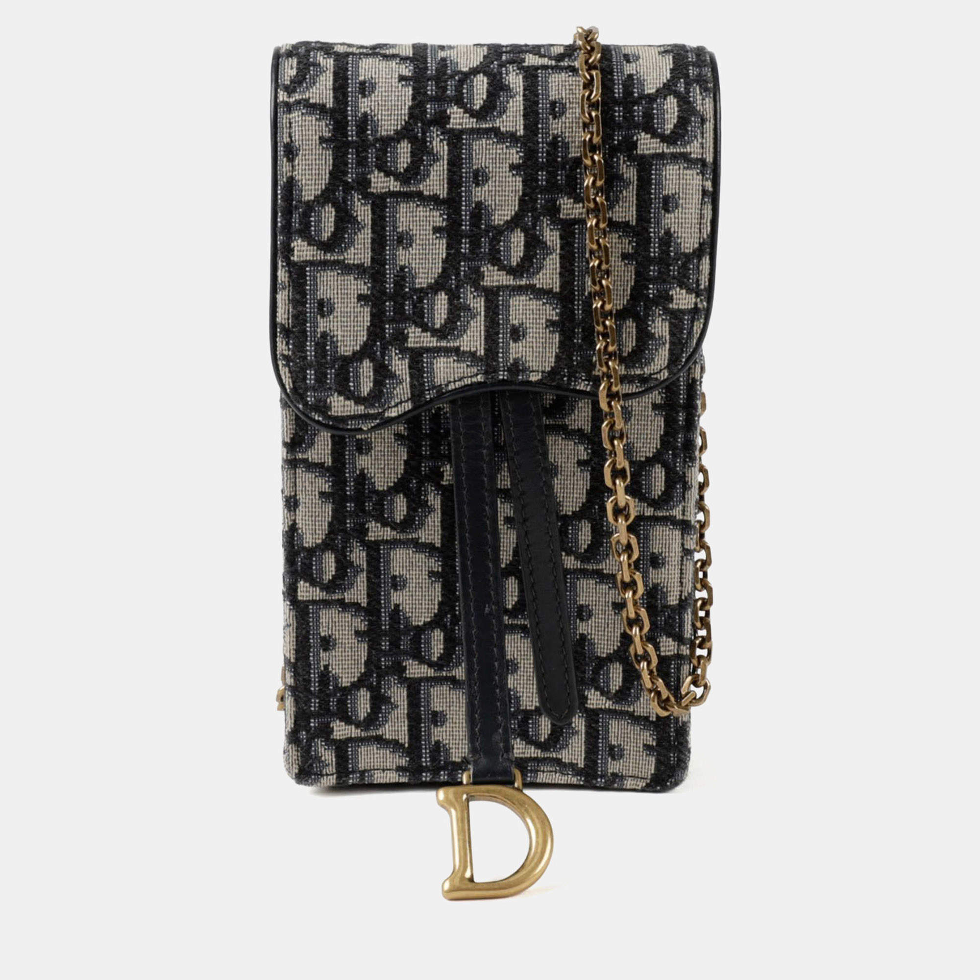 Pre Owned حقيبة ديور سادل زرقاء جلد عجل عامودية بحزام طويل للكتف