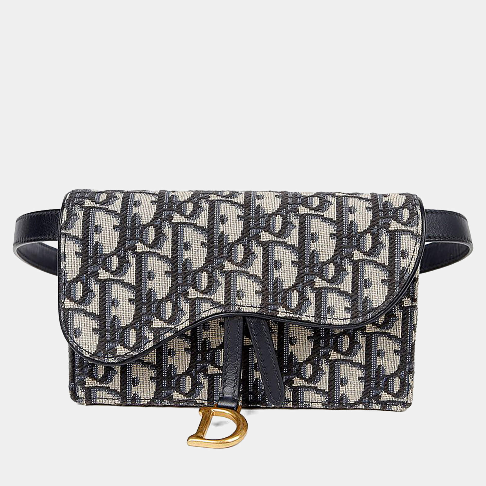 Pre Owned Dior Saddle Blue Canvas Pouch Belt Bag